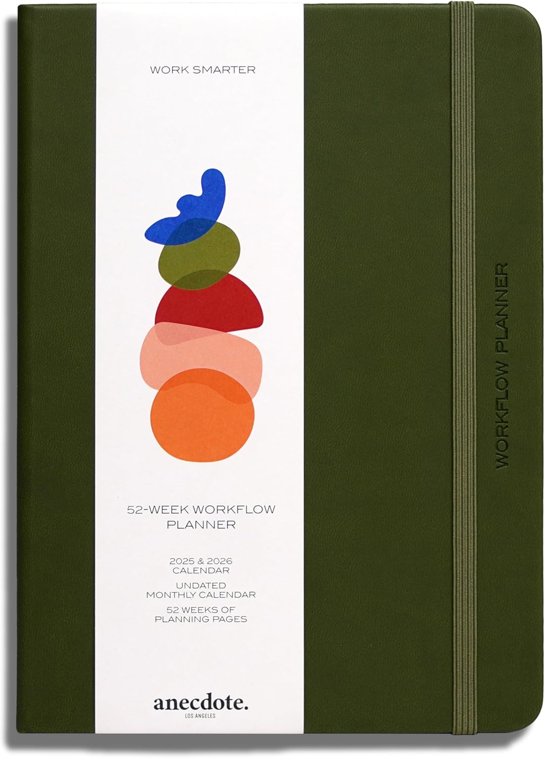 Anecdote 2026 Planner: 52 Week Daily Planner, Yearly, Monthly & Weekly Workflow for Planning Your Success – Vegan Leather Hardcover, Start Anytime & Achieve your Goals - Olive Green