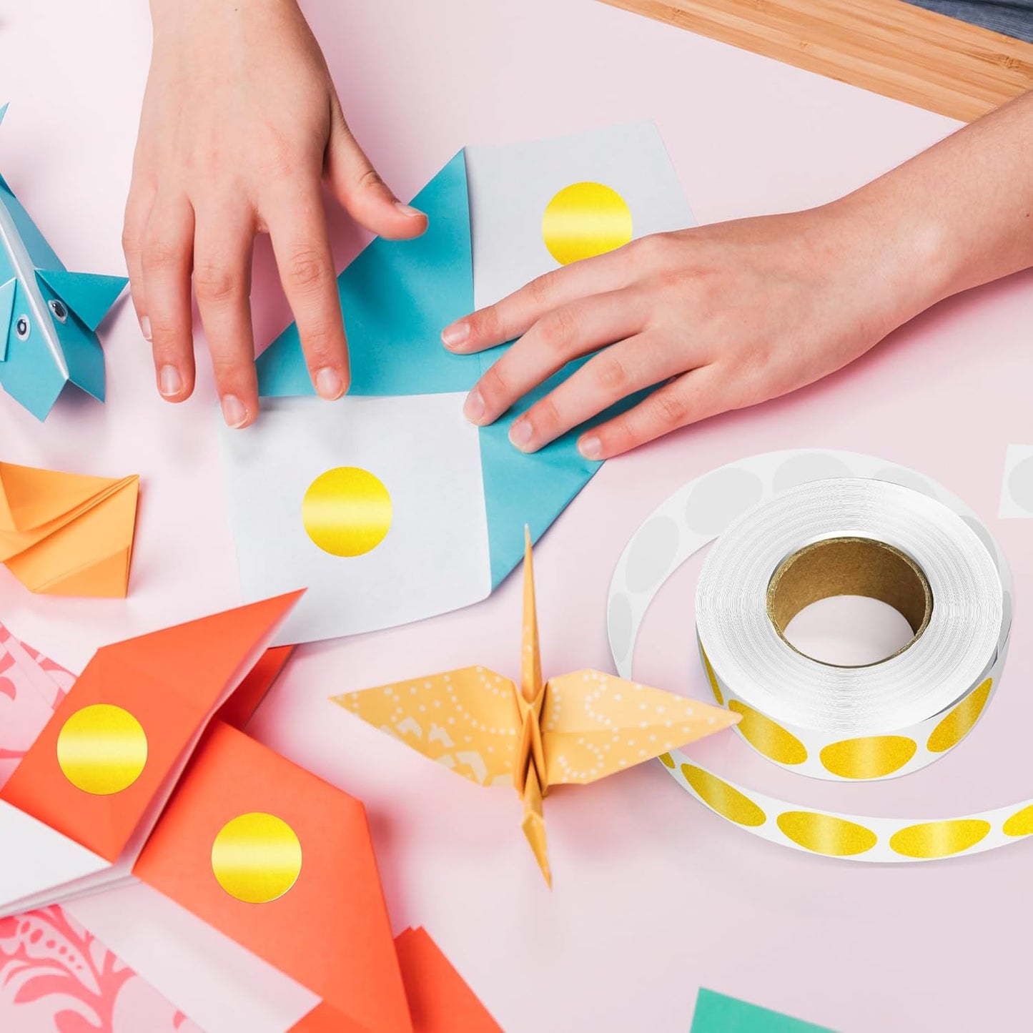 1 Inch Round Color Coding Labels, 1000 PCS Per Roll Gold Color Coded Dot Stickers, Round Color Dot Labels for Organizing, Filing, and Storage