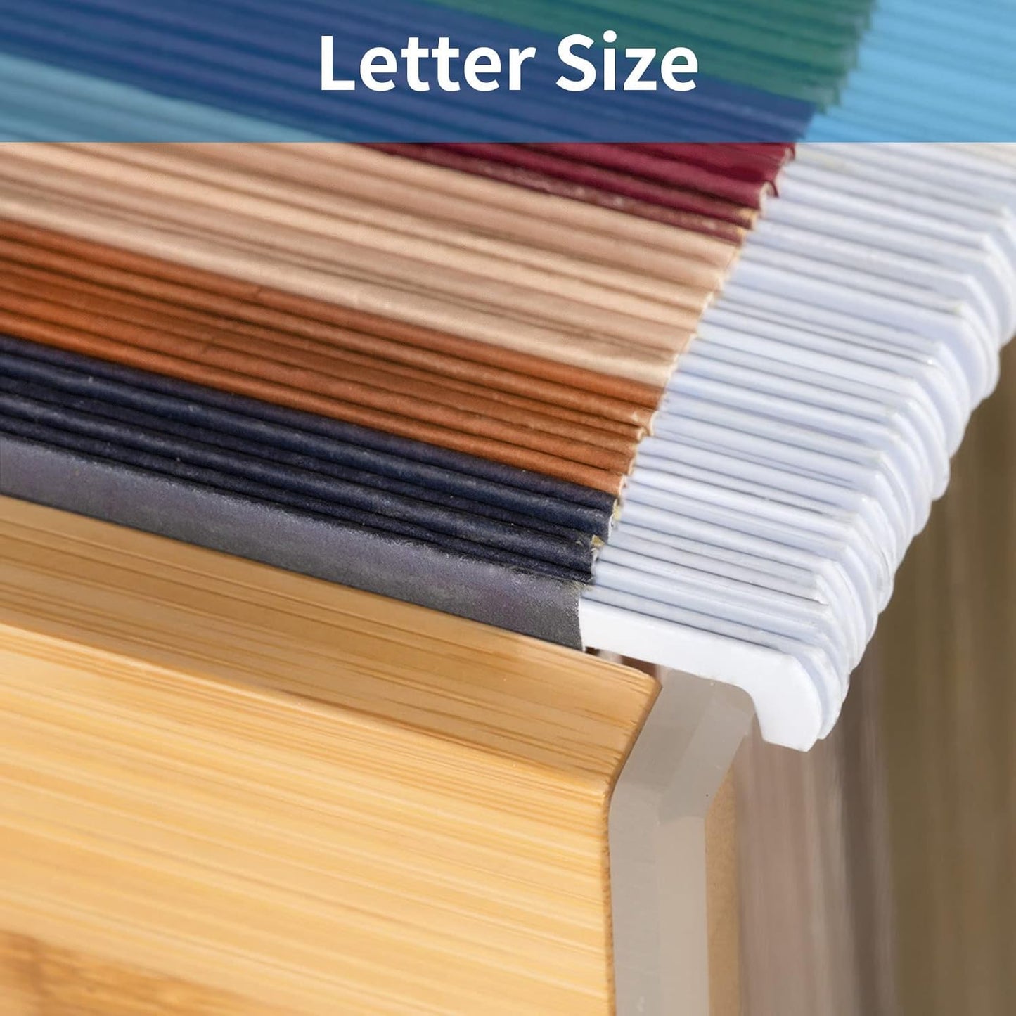 Clear Acrylic File Box Organizer, Bamboo Hanging Folder Storage Boxes, Filing Crate Bin Holder with Handle for Home Office Desk, Letter Size