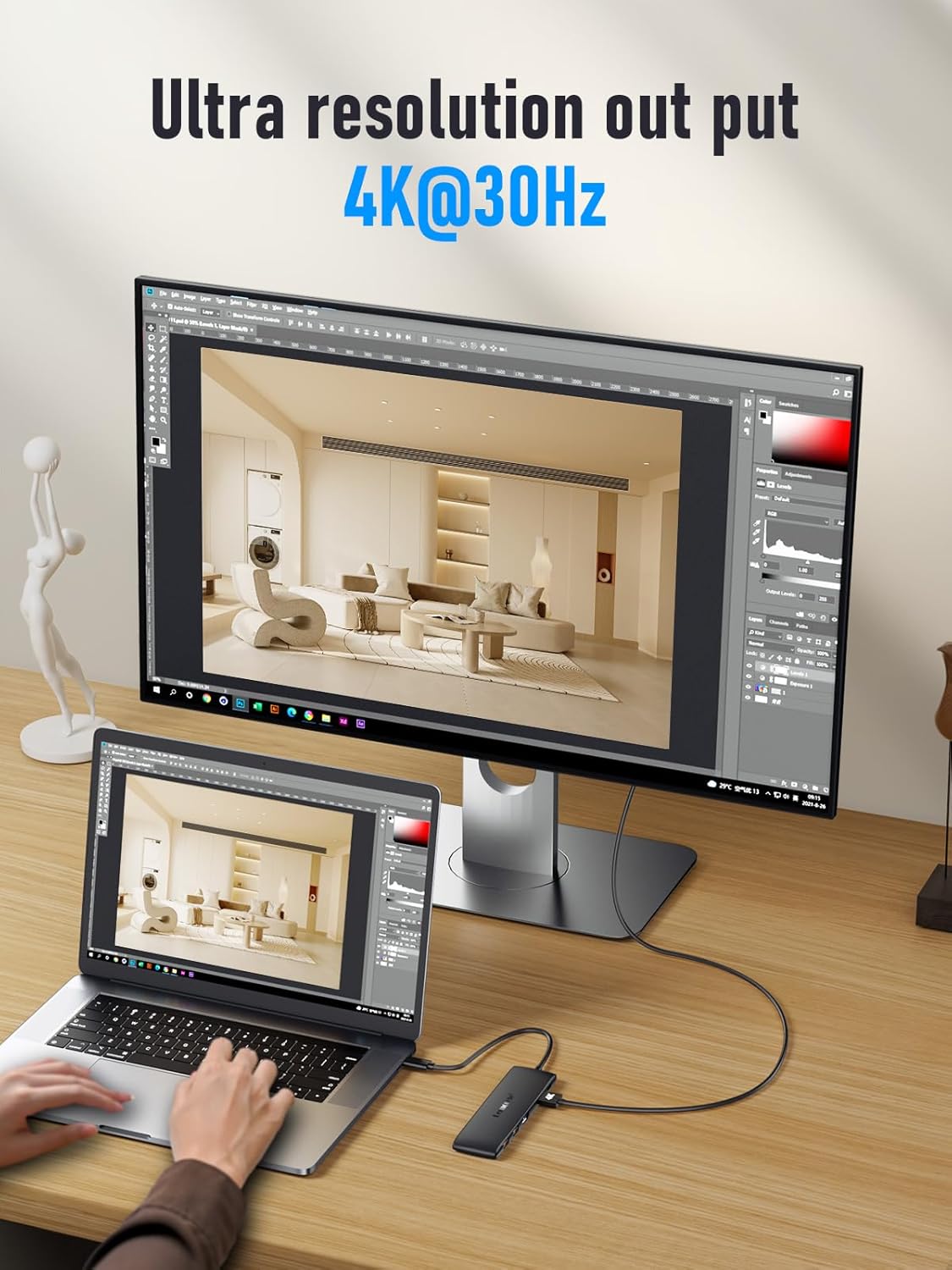 Lemorele 10 -in-1 USB C Docking Station for Laptop Dell Mac HP Lenovo, 10Gbps USB C Hub with 2 HDMI 4K, 4*USB 3.1 10Gbps Data Port, 100W PD Charging, 3 USB 2.0 for Keybord, Mouse