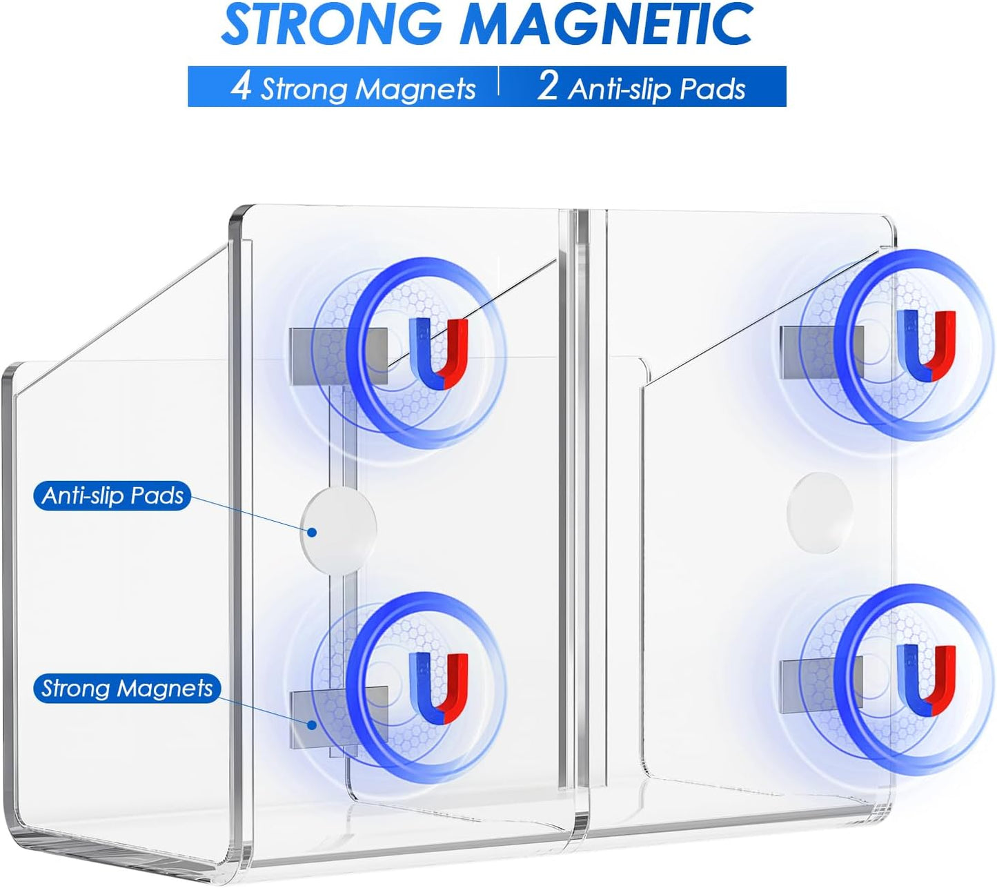 MaxGear Magnetic Dry Erase Marker Holder, Clear Acrylic Pen & Marker Organizer with 2 Compartments for Fridge, Whiteboard, Wall & Locker