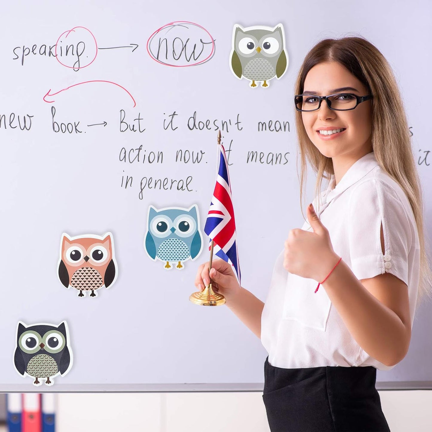 4 Pieces Cute Owl Erasers Magnetic Owl Whiteboard Eraser Animal Shaped Dry Erase Chalkboard Erasers with Felt for Classroom Office Home (Random Color)