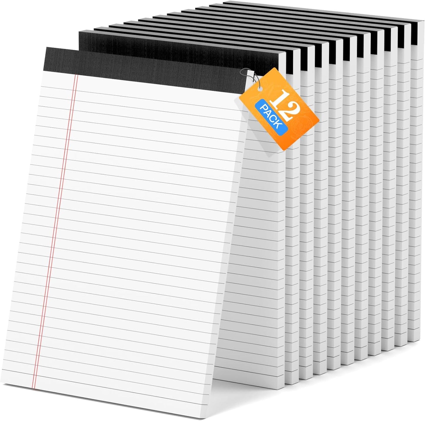 12 Pack of Legal Pads 8.5 x 11 Wide Ruled Writing Pads 8.5" x 11.75" Notepad 30 Sheets per White Legal Pad Clear Print Note Pads 8x11 Pads of Paper