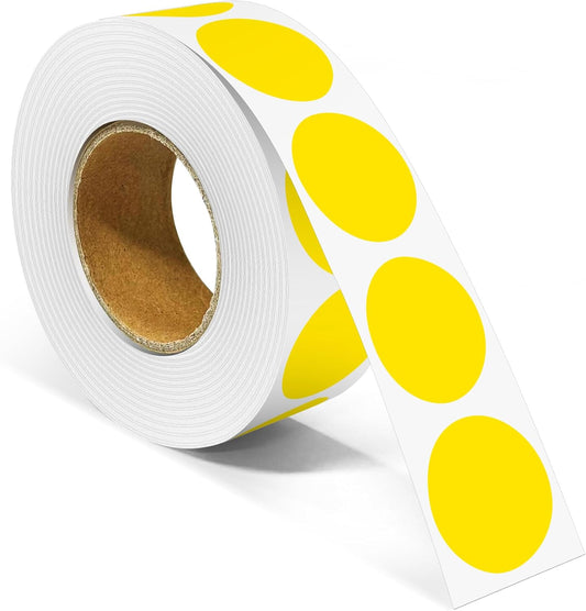 1 Inch Round Color Coding Labels, 1000 Dots Per Roll Yellow Color Coded Dot Stickers, Round Color Dot Labels for Organizing, Filing, and Storage