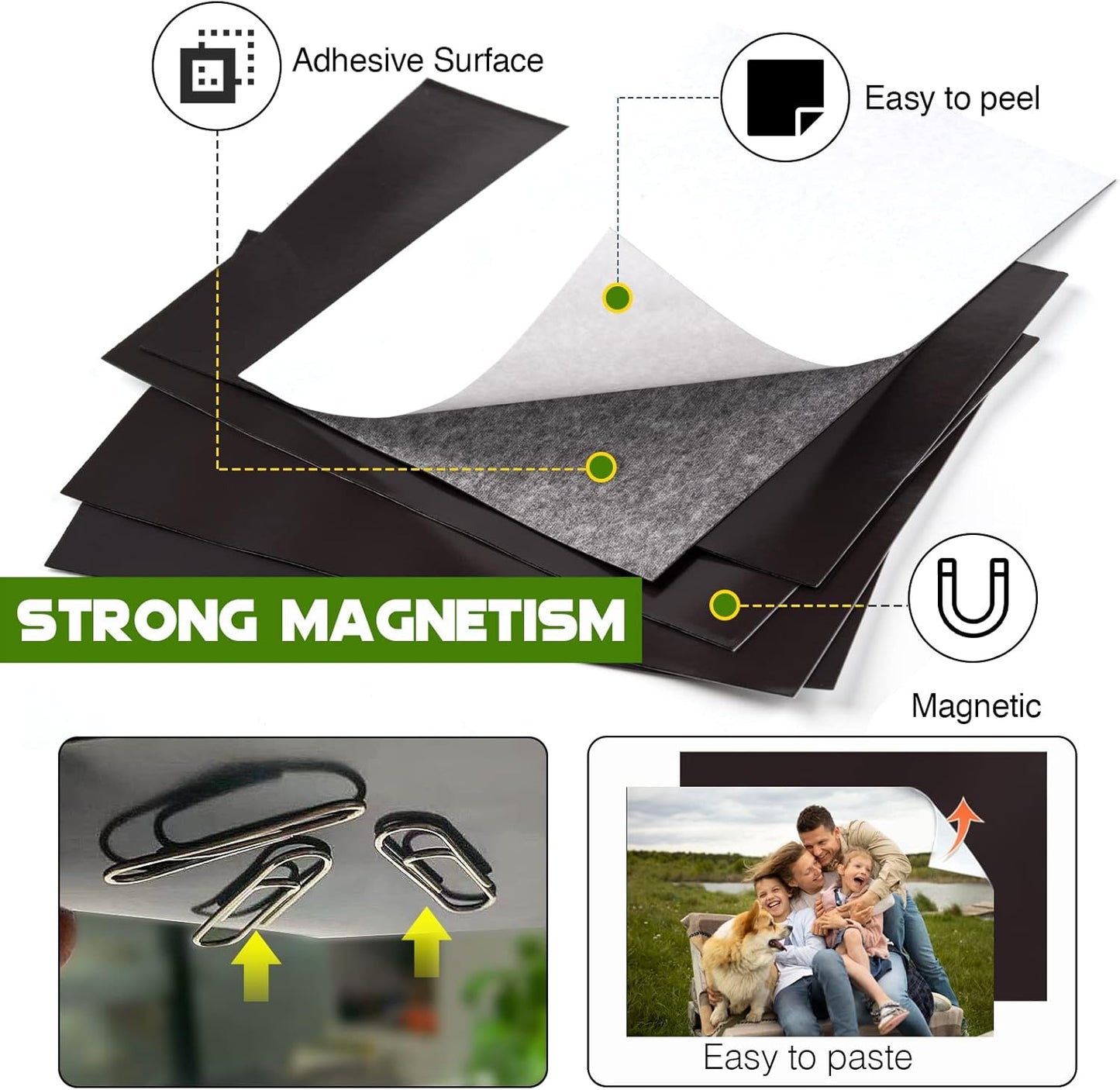 Adhesive Magnet Sheets for 5x7 Pictures(Pack of 60),Magnetic Adhesive Sheets,Photo Magnets for Home/Classroom/Fridge