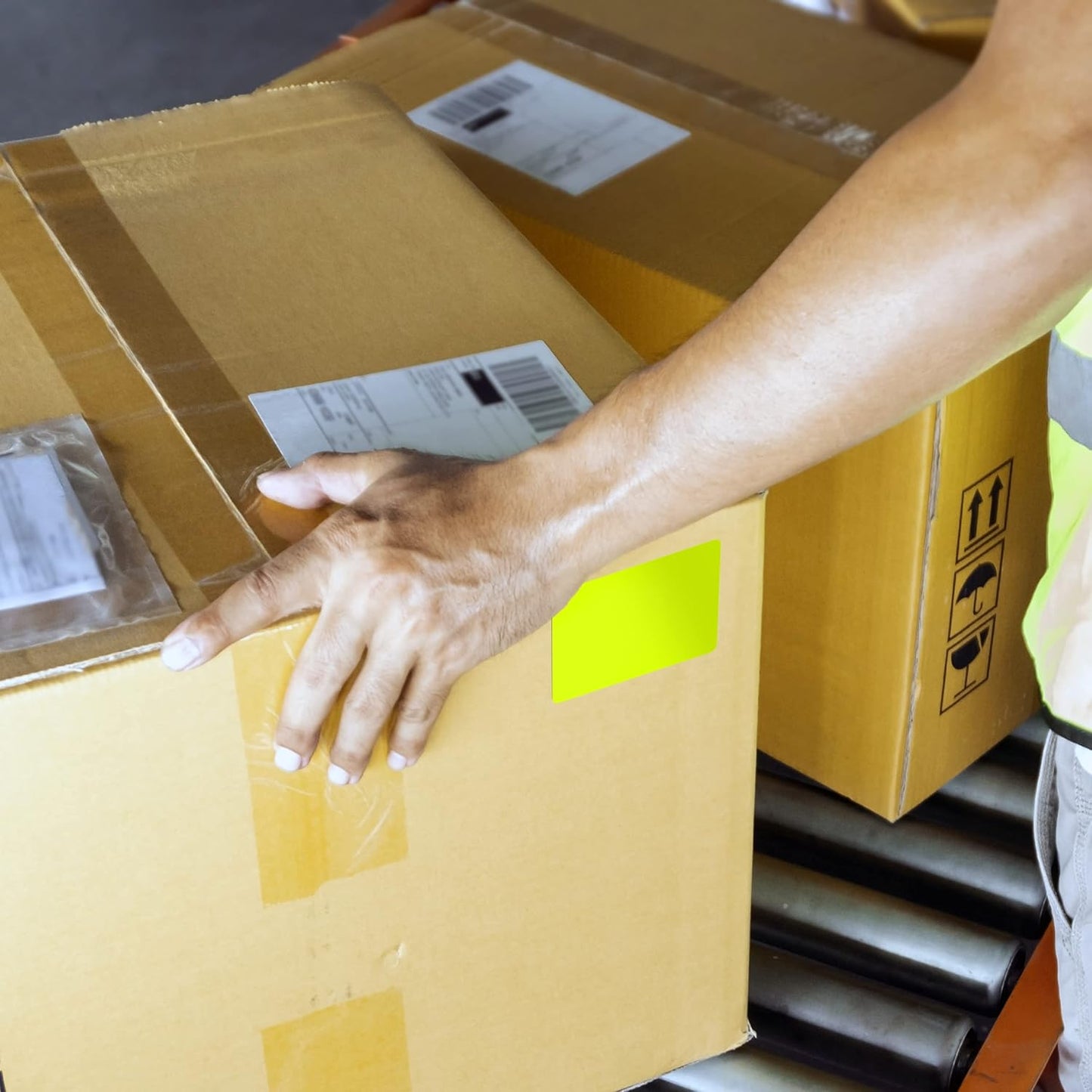 Kenco Color Coding 3 X 5 Rectangle Labels, Inventory Control Stickers 500 Labels Per Roll, Made in The USA (Fluorescent Yellow)