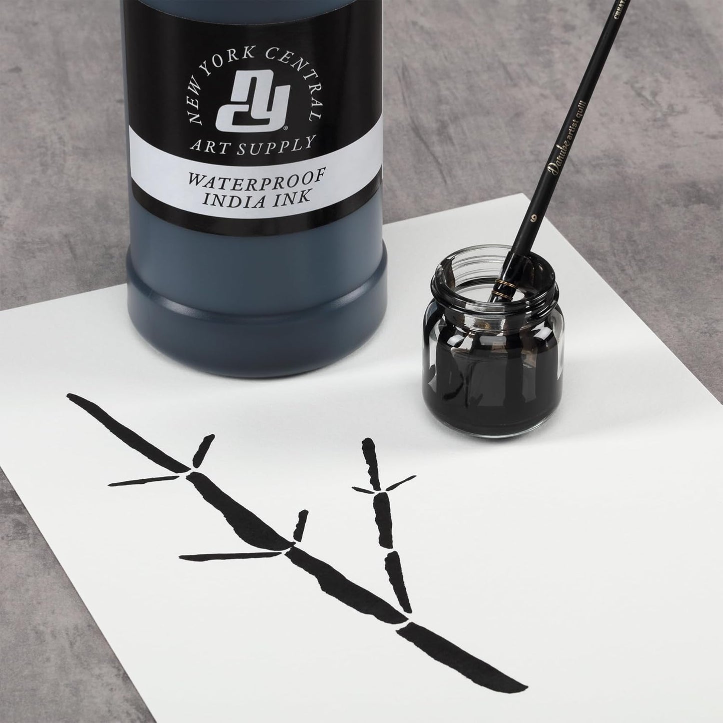 New York Central® India Ink 16oz Bottle - Make an Impact with Matte Black India Ink, Perfect for Artists, Calligraphy, Illustrations, & More!