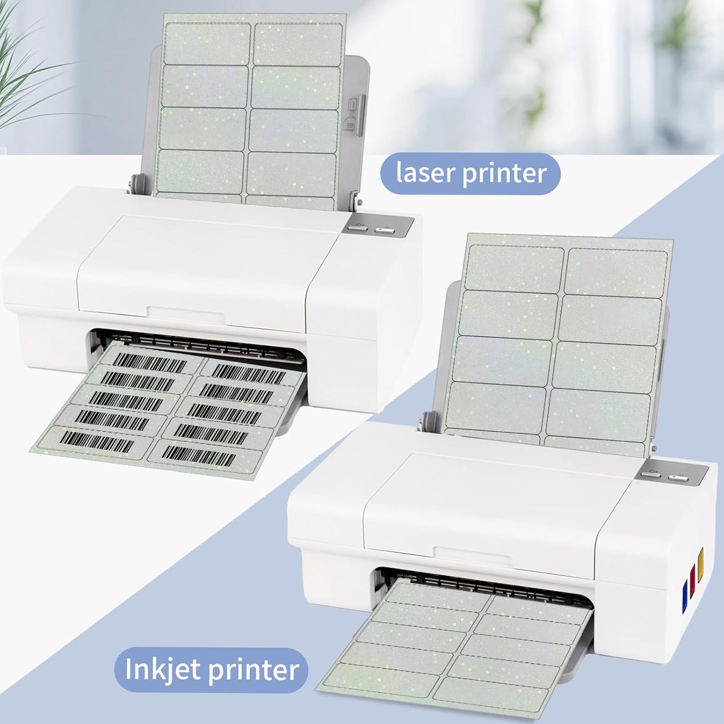 STARLIBOO Transparent Stickers Labels - 2" x 4" Clear Address Labels Mailing Stickers for Laser/Inkjet Printer 8.5"×11"- 20 Sheet (Clear Holographic Star)