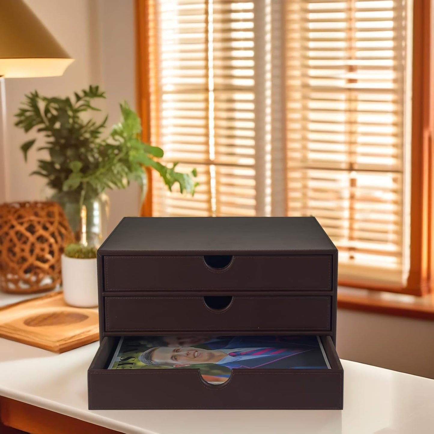 UnionBasic Document Organizer, 3-Drawer File Cabinet Document Storage Box, Office Desktop Filing Organizer, Port Royale