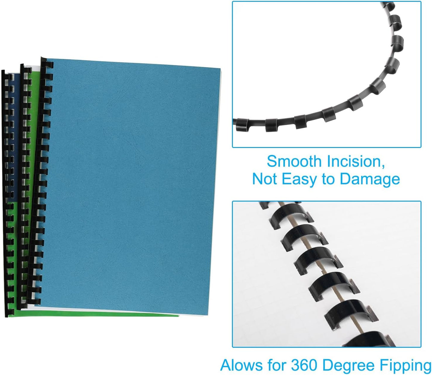 PATIKIL 6mm (1/4") Plastic Binding Combs, 50 Pcs 21 Rings Comb Binding Spines 20 Sheet Capacity Letter Size for Binding Paper Sheets, White