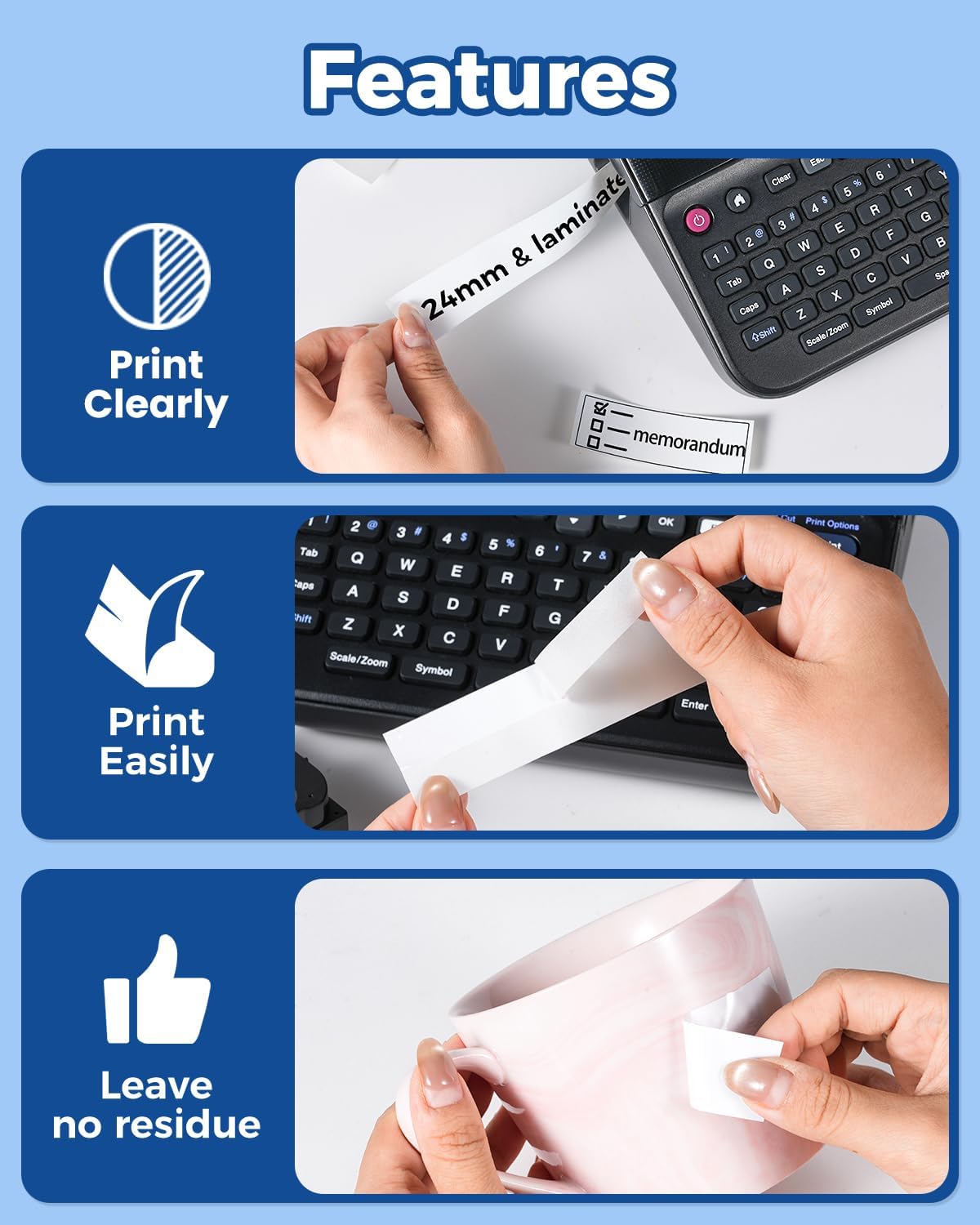 Label KINGDOM TZe-251 24mm Label Maker Tape Compatible with Brother P-Touch TZ 251, 24mm 0.94" Laminated Tz Tape for PT-D600 PT-D610BT PT-P700 PT-P710BT, 5 Pack