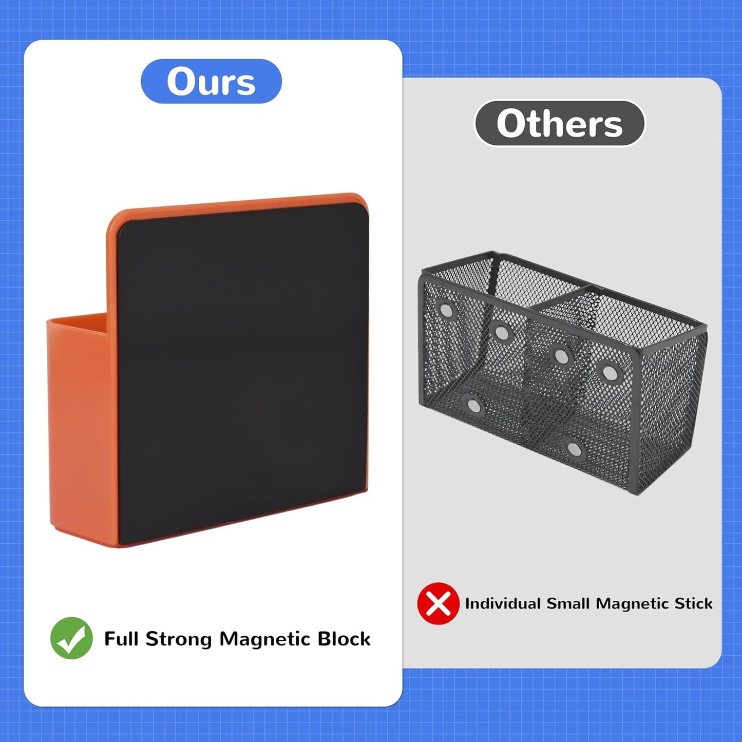 Magnetic Dry Erase Marker Holder, Magnetic Pen Marker Holder for Whiteboard, Fridge, Locker Accessories, School, Office, Home, Magnet Pen Cup,1 Pack, Orange