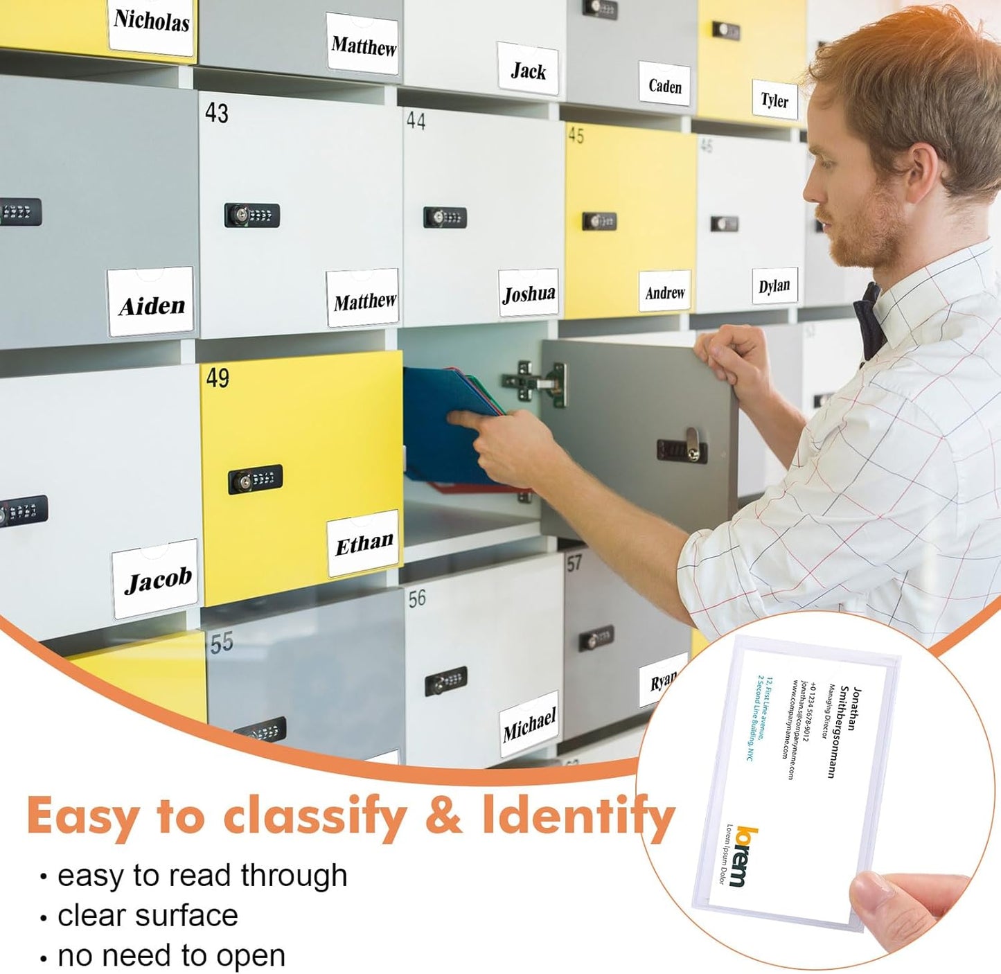 Outus 100 Pcs Clear Self Adhesive Pockets - Bin Labels for Storage Bins, Pocket Label Sleeves, Plastic Index Card Holder with Top Open for Organizing Bins Box Drawer(2 x 3.75, 2 x 1.5 Inch)