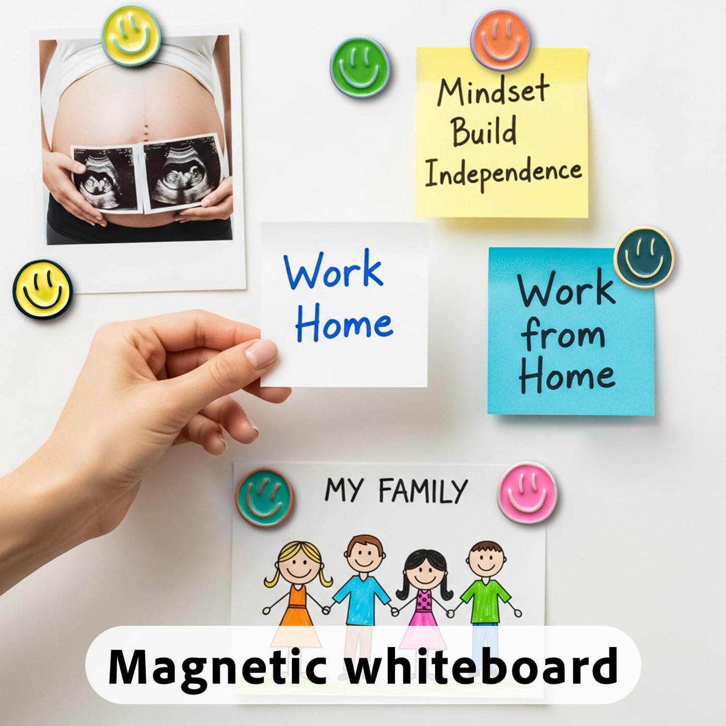 Qualsen 24 Pcs Cute Fridge Magnets, Fun Colorful Decorative Smiley Face Magnet for Lockers, Whiteboard, Offices, Schools and Homes, Locker Magnets for Girls