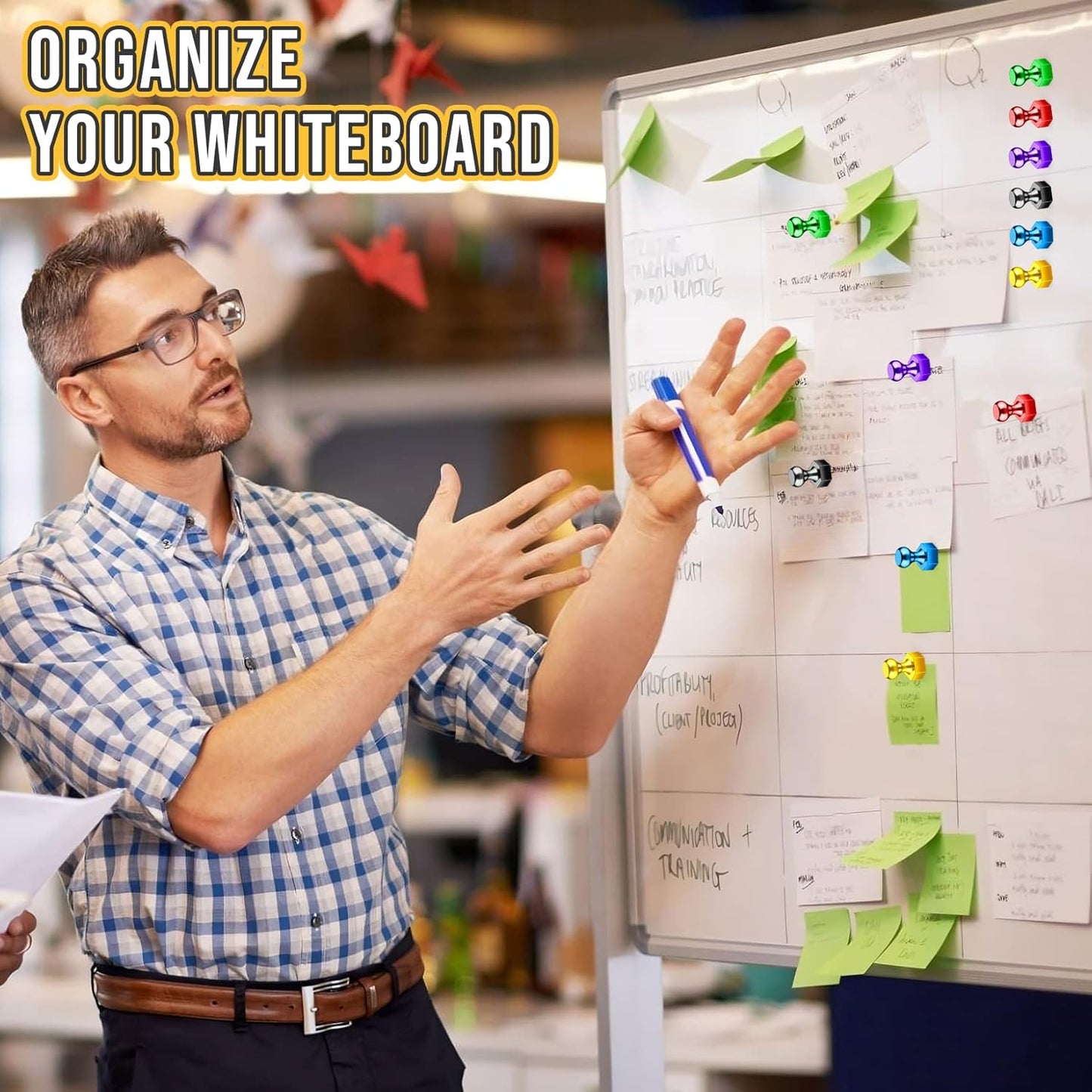 20 Pack Magnetic Push Pins, Strong Fridge Magnets, Whiteboard Magnets, Refrigerator Magnets Strong, Dry Erase Board Magnets for Fridge, Whiteboard, Office, Classroom, Kitchen, Map (Hexagon)