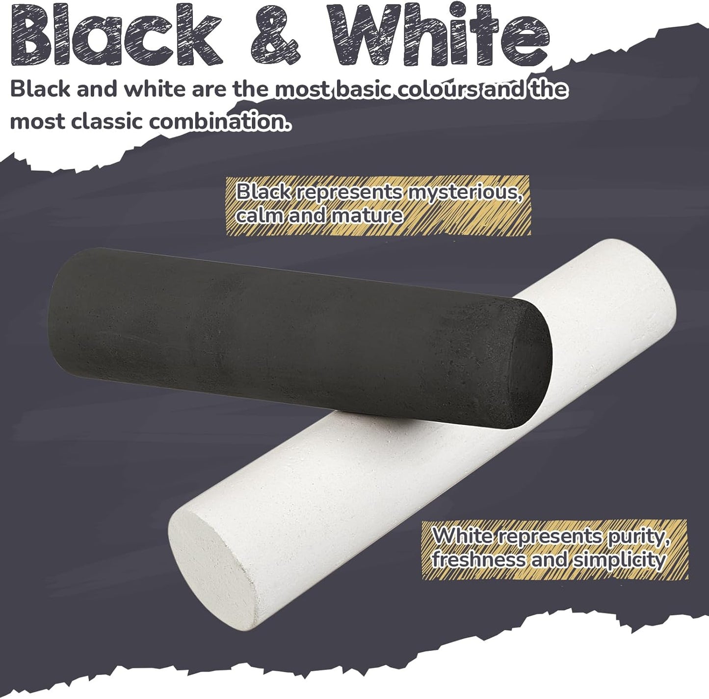 60 Pcs Sidewalk Chalk for Kids Jumbo Black White Washable Non Toxic Chalk for Classroom Outdoor Fun Creativity Art Play Painting on Chalkboard Playground Blackboard Easter Party