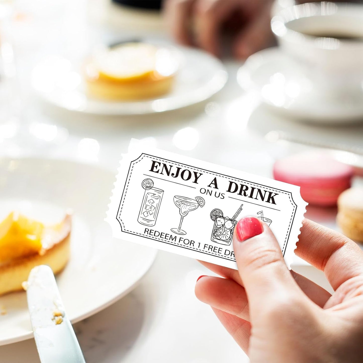 1000 Pcs Drink Ticket Single Raffle Tickets Roll Cocktail Design Free Drink Ticket for Events Wedding Work Formal Parties Leisure Class Reward