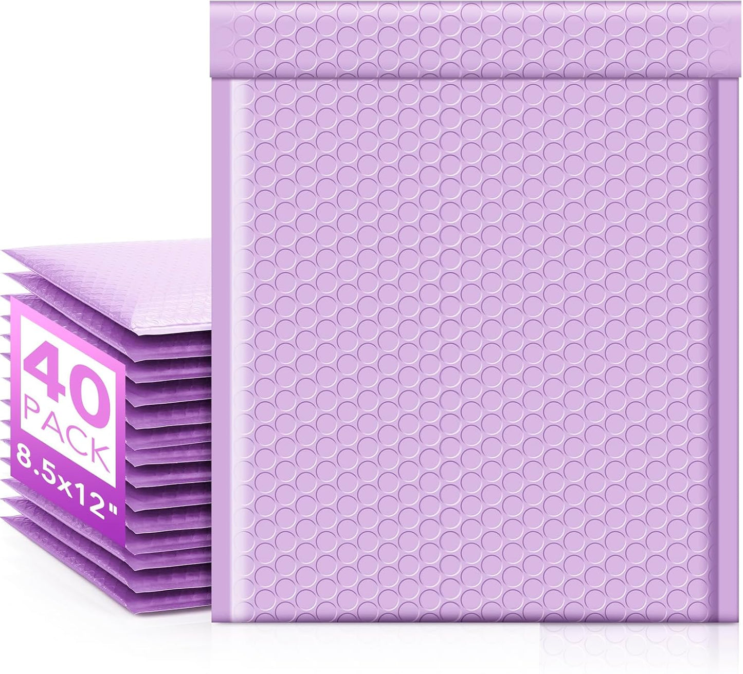 Fuxury Bubble Mailers 8.5x12" 40 Pack Large Bubble Envelopes Usable 8.5x11" Thick Cushioning Mailer for Mailing Books Clothes Mothers Day Gifts Mailers Lavender #2