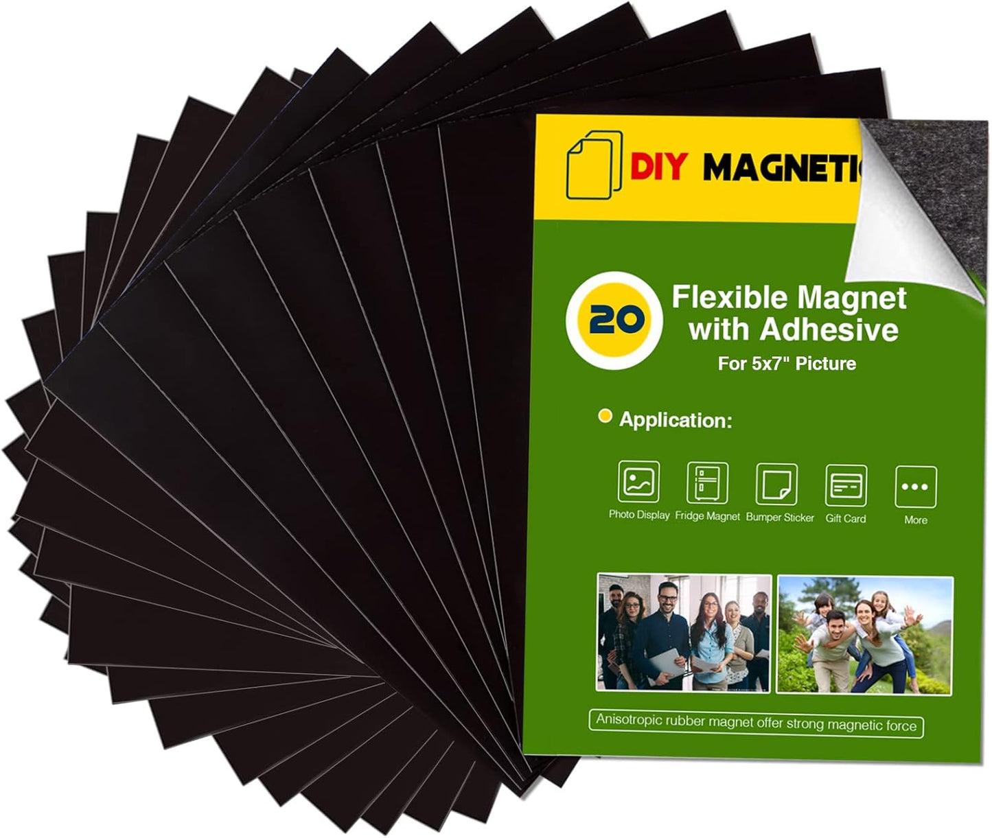 Magnet Sheets with Adhesive for 5x7 Pictures(Pack of 20),Magnetic Adhesive Sheets,Photo Magnets for Home/Classroom