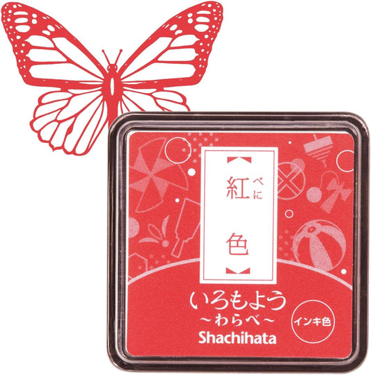 IROMOYO WARABE Stamp PAD, Small Traditional Japanese Ink Colour, Oil-Based Ink pad - RED