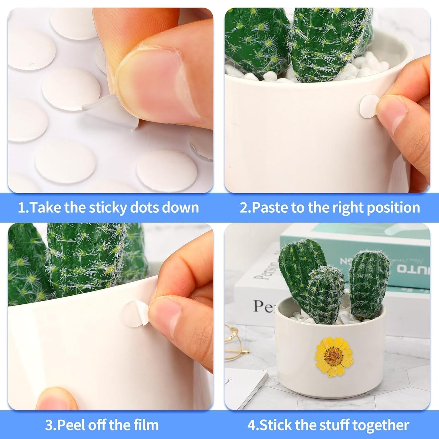 JUNEBRUSHS 350 Pieces Double Sided Sticky Dots, Sticky Tack for Wall Hanging Removable Poster Putty Clear Round Putty No Trace Adhesive Sticky Putty for Balloon Craft DIY Art Office Supplies (6 mm)