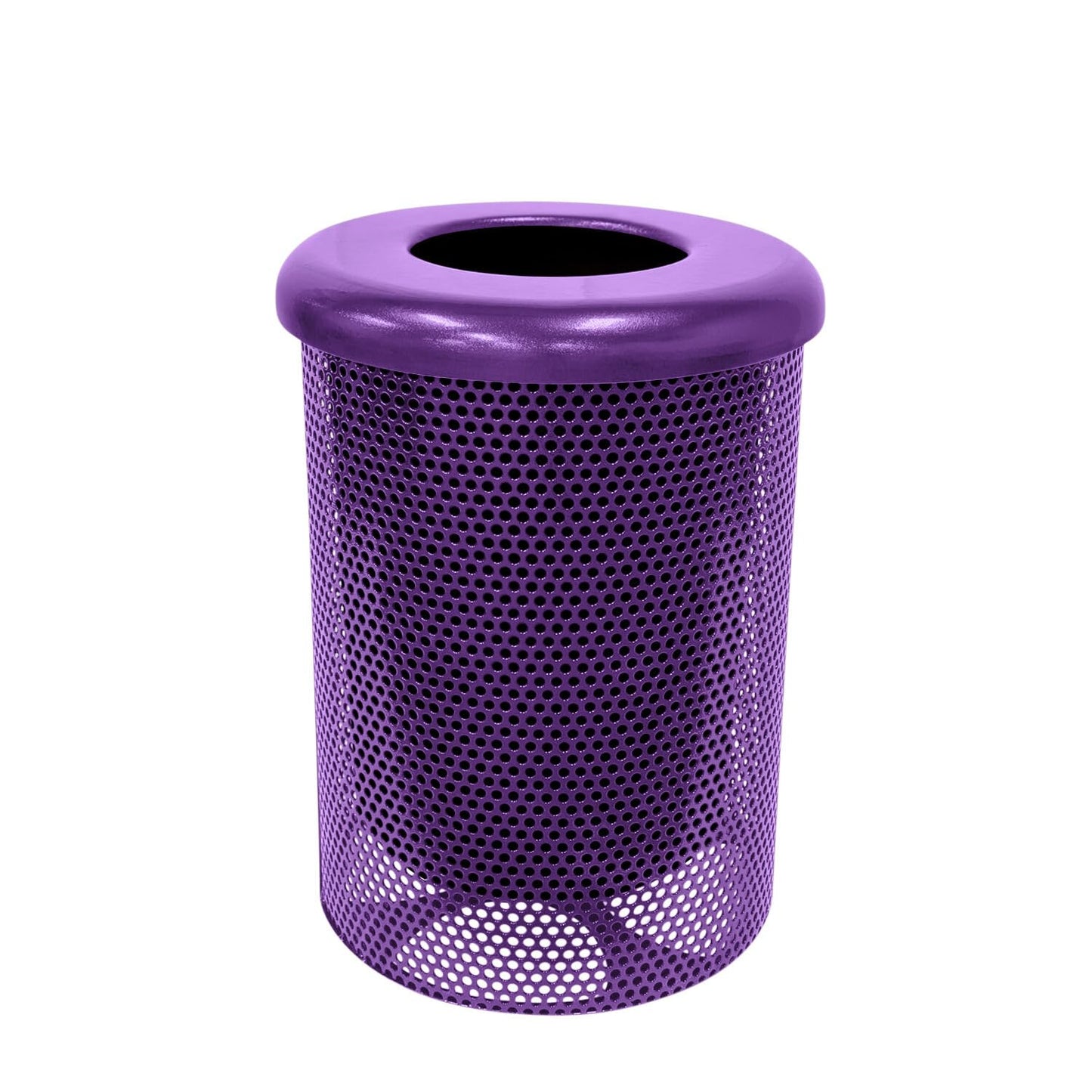 RFT-P-TXTPUR Heavy Duty Round Trash Receptacle with Flat Top, Liner Included, 32 Gallon, Textured Purple, Made in America