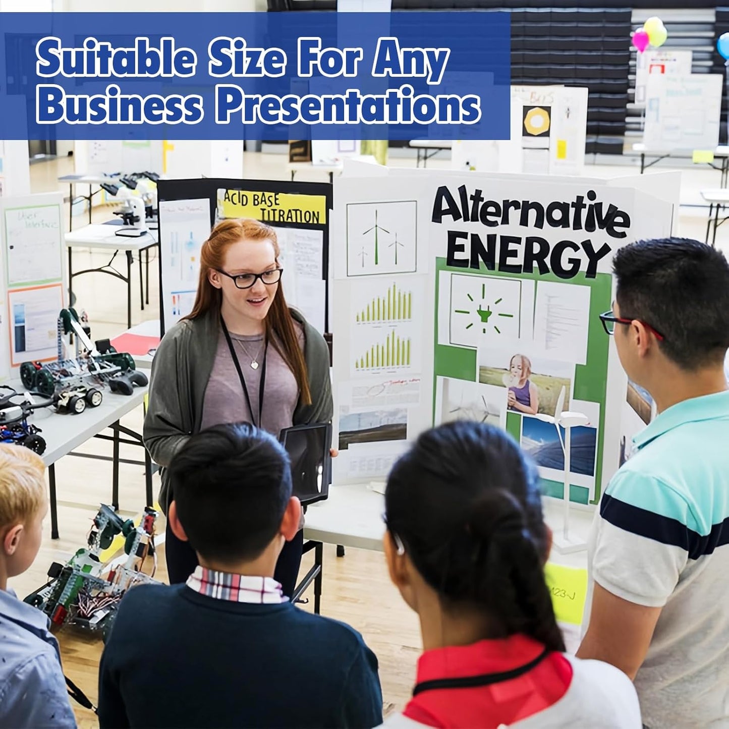 Trifold Poster Board,24 Pack 24" x 16" White Corrugated Poster Boards,Display Board,Perfect for School Projects, Science Fairs, Event Displays, and Business Presentations