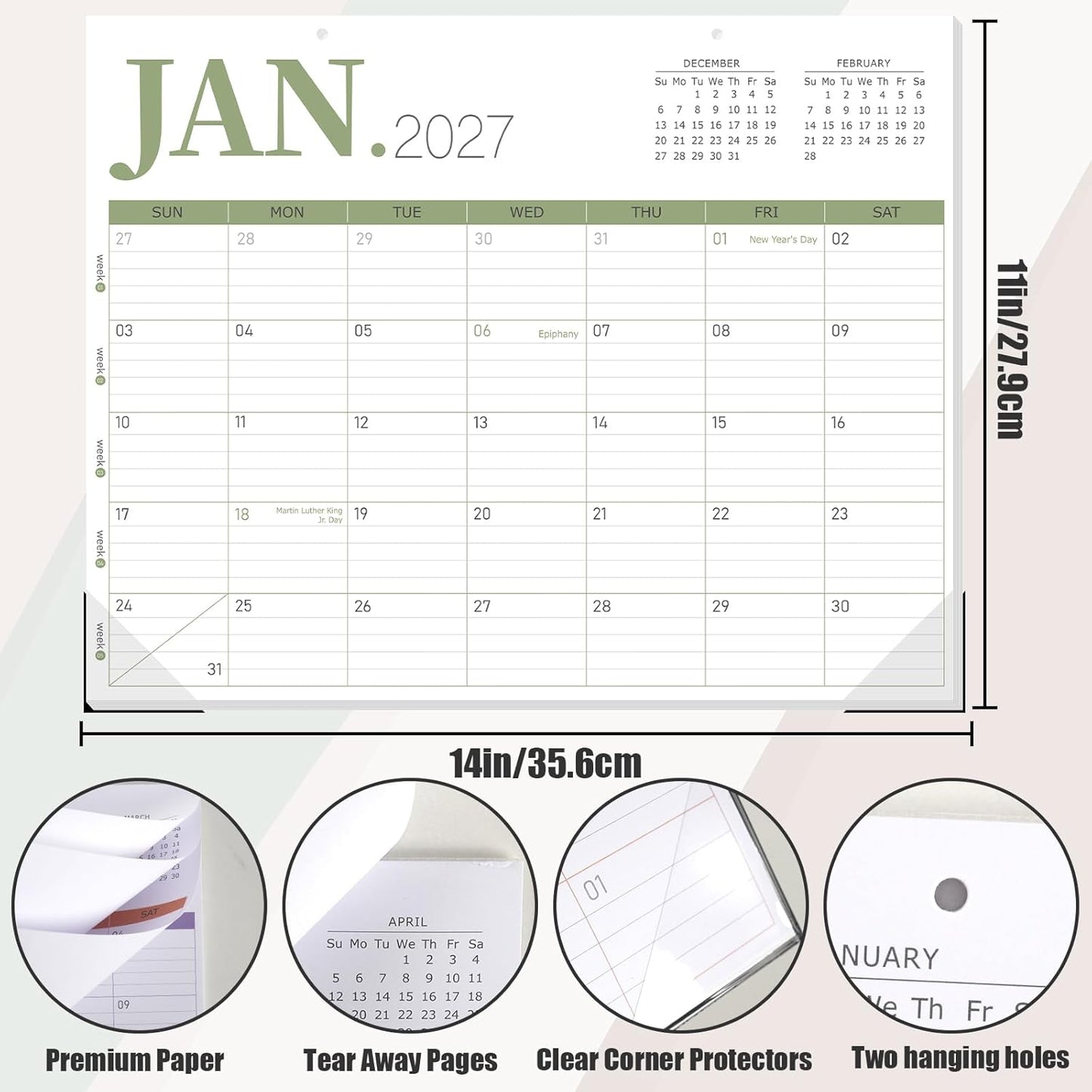 GuassLee Desk Calendar 2026, 18-Month Hanging Desk/Wall Calendar From 2026 Jan-2027 Jun, 14" X 11" Monthly Planner with Thick Paper For Office Home School Desk Organizing