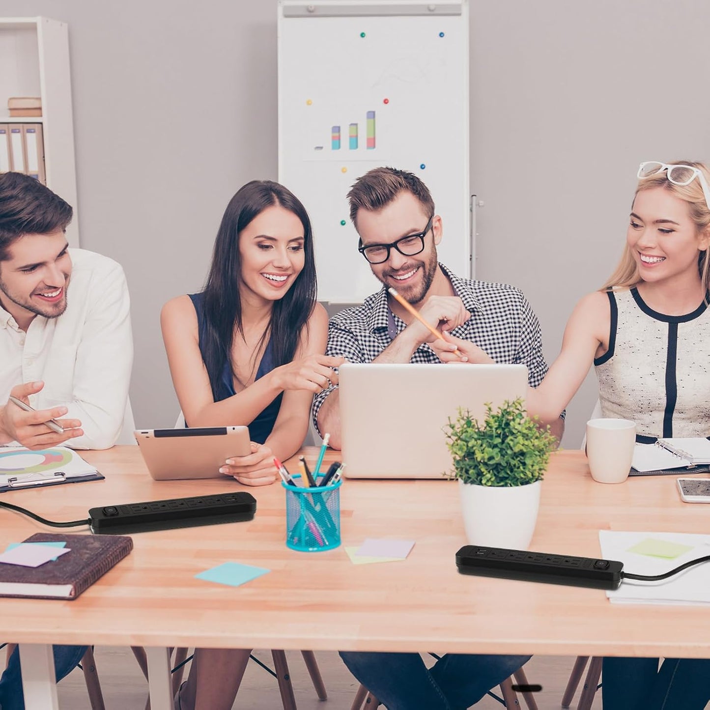 Kanayu 6 Pieces Power Strip Surge Protector with 5 Ac Outlets and 3 USB Ports, Heavy Duty Extension Cords Plug for Home Office Dorm(8.2 ft,Black)