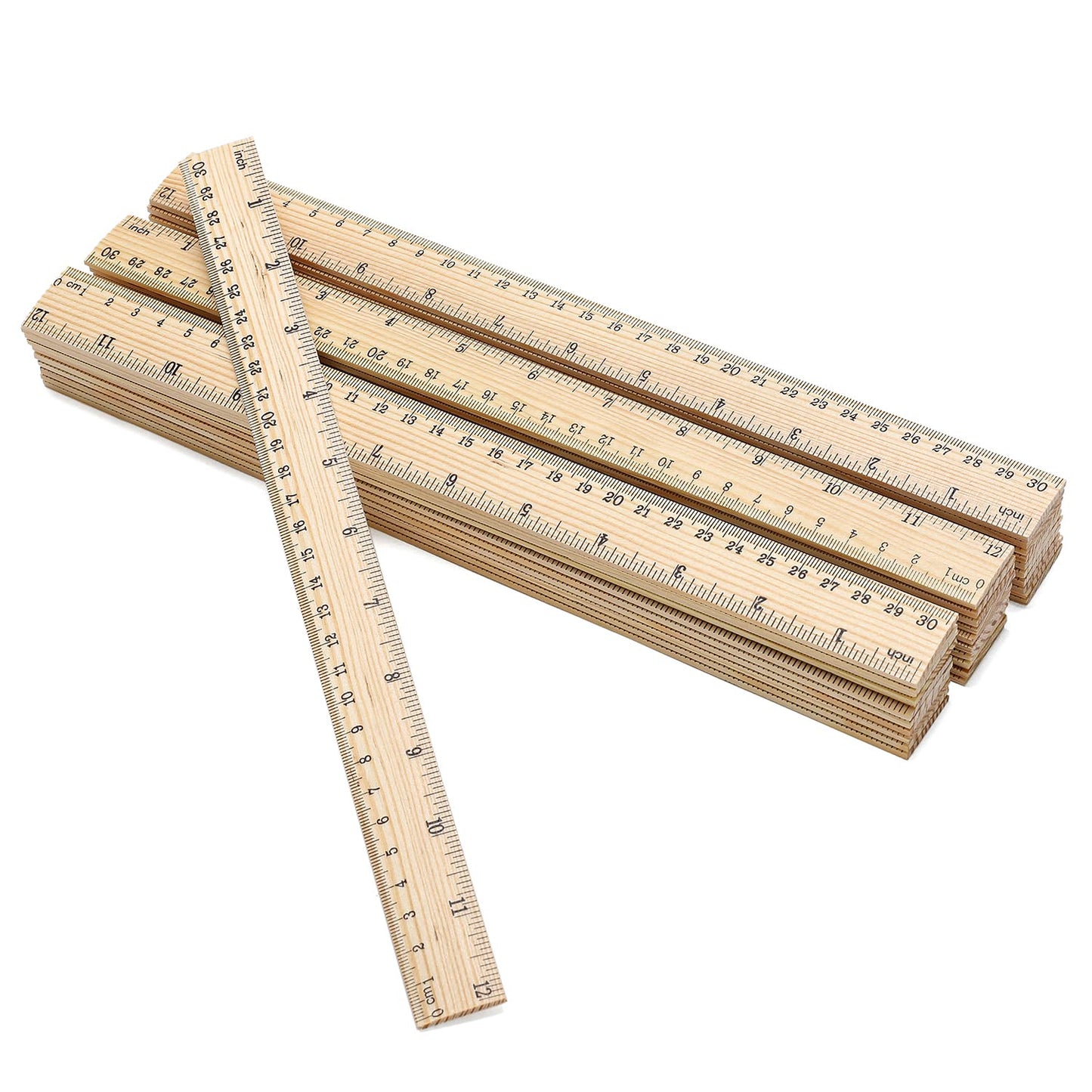 120 Pack Wooden Ruler 12 Inch Measuring Bulk - 2 Scale Office Wood