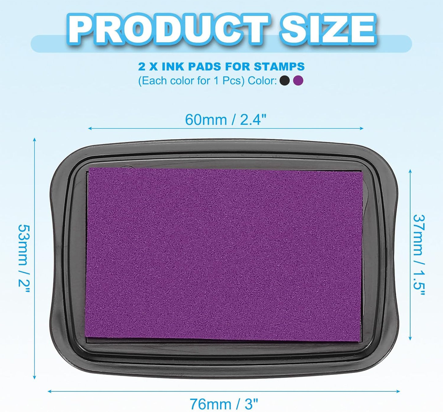PATIKIL 3"x2" Large Stamp Pad, 2Pcs Washable Craft Ink Pad for Rubber Stamp Card Making Stamping Scrapbook Fingerprint Handprint, Purple/Black