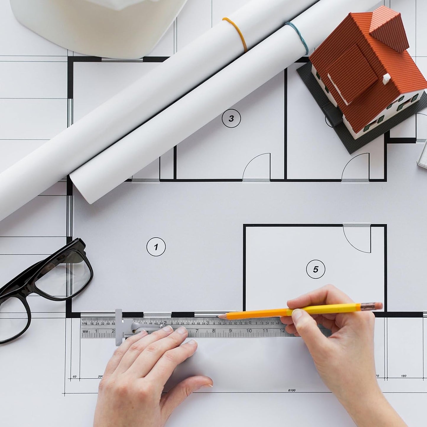 6 Inch 15 cm Pocket Ruler Flexible Precision Stainless Steel Ruler with Detachable Clips Stainless Steel Pocket Clip Scale Gauge Metric British System(6 Pieces)