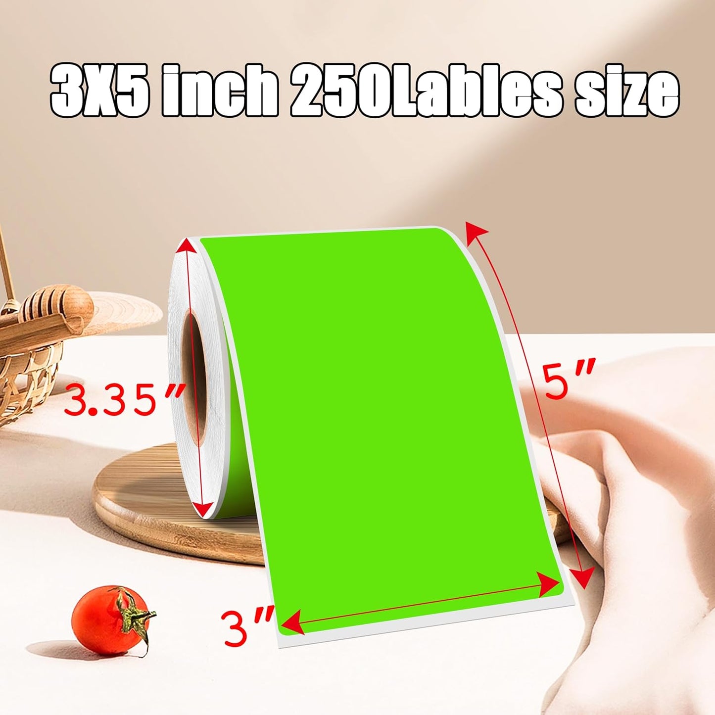 3 x 5 Inch 250Pcs Rectangle Color Coding Stickers,Strong Adhesion Easy to Write Label for Moving,Box Organization,Inventory,Business,Light Green