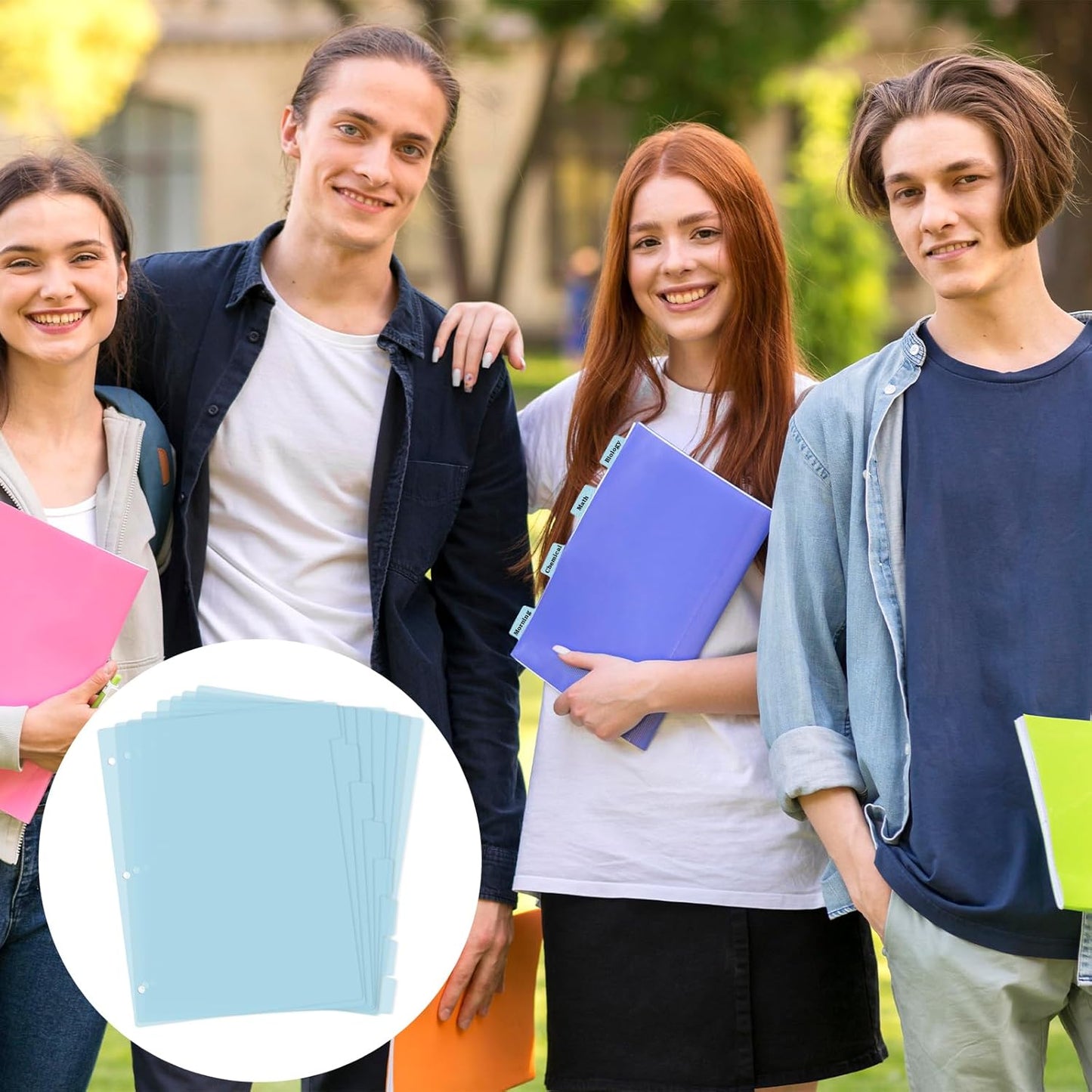 3 Ring Blue Binder Dividers with 8-Tabs, A4 Blue Binder Dividers, Sturdy Plastic Divider, Aesthetic Divider for Binders, Suitable for Notebooks and Binders, 3 Hole Punch