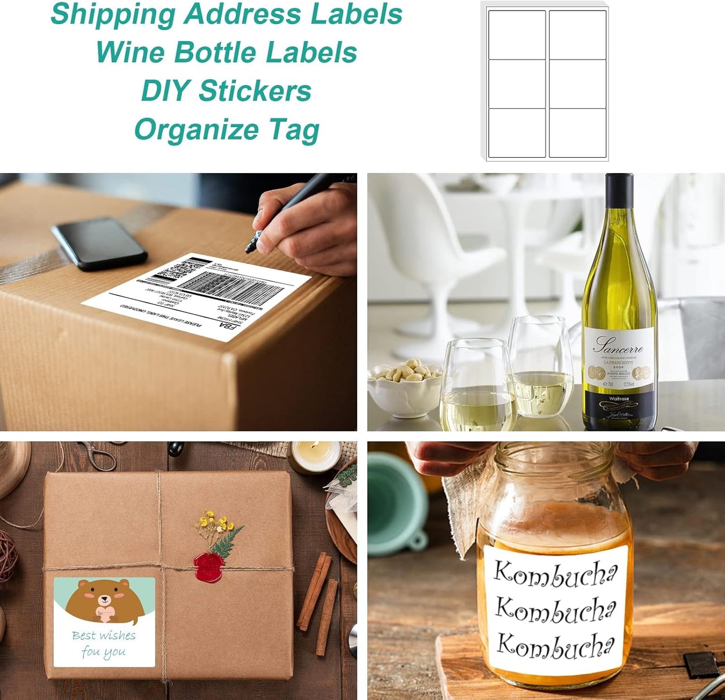 MFLABEL 3-1/3" x 4" Shipping Address Sticker, FBA Labels, 6-UP Sticker Label, White Shipping Label, Easy to Peel, Address Paper for Laser/Ink Jet Printer, 6 Per Page (15000 Labels, 2500 Sheets)