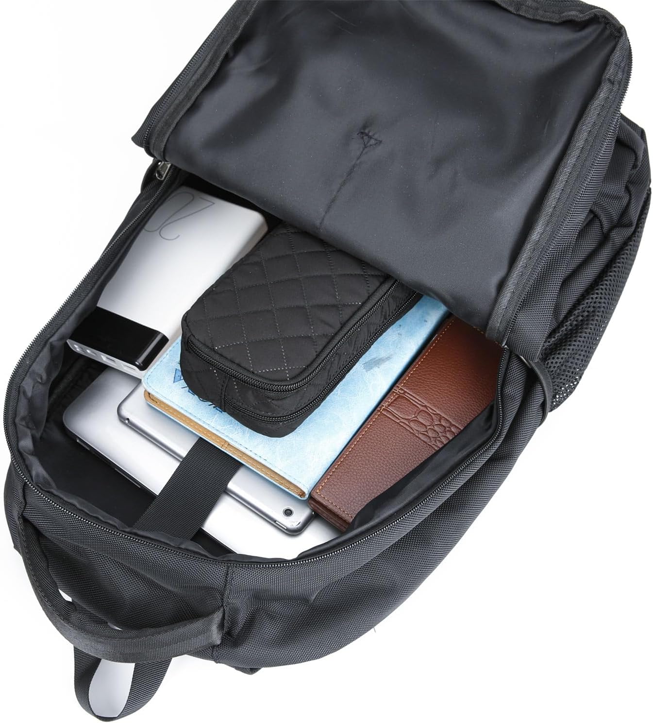 Della Gao Pencil Case Large Capacity Pencil Pouch Soft Quilted Pen Bag Office Stationery Organizer Sturdy Pencil Bag for Men Women - Black