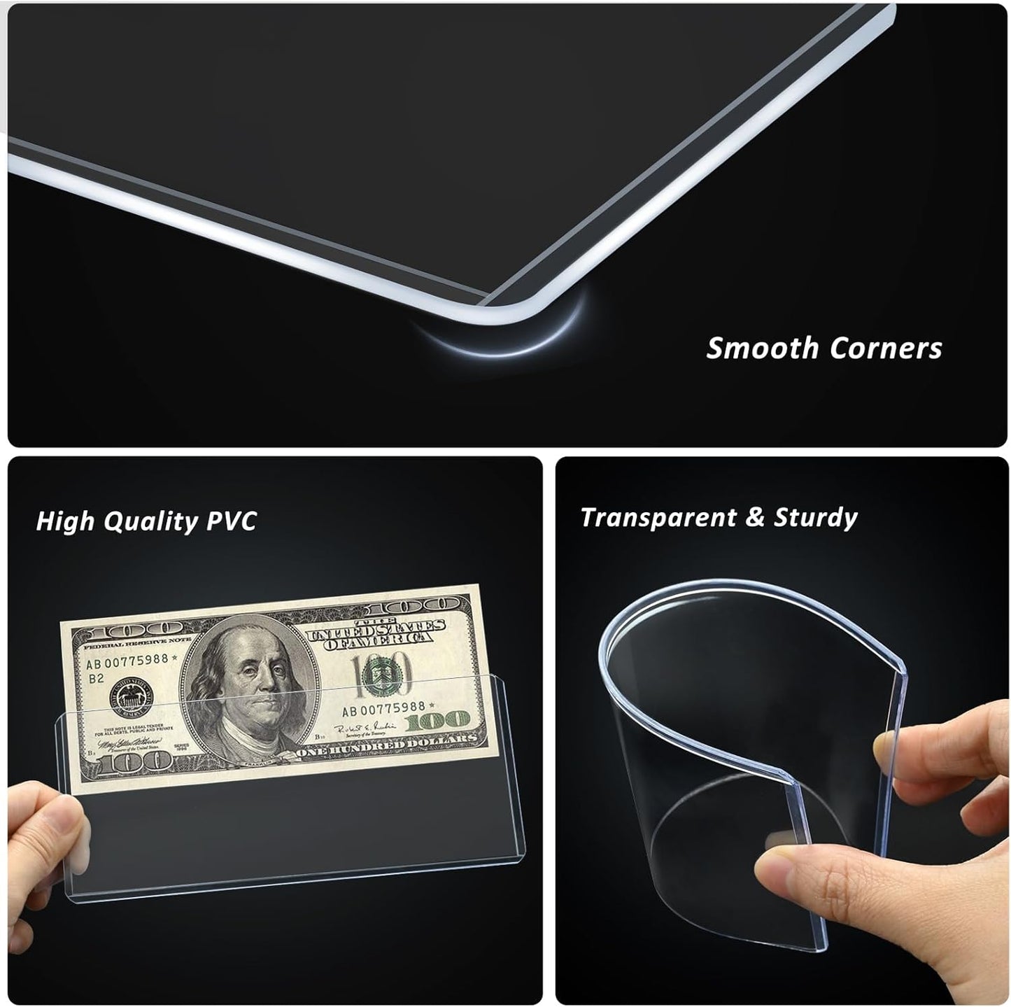 30 Pack Hard Plastic Clear Money Holders Dollar Bill Holders Money Top-Load Sleeves 6.85 × 2.91 Inches Currency Holder for Bills, Collectors