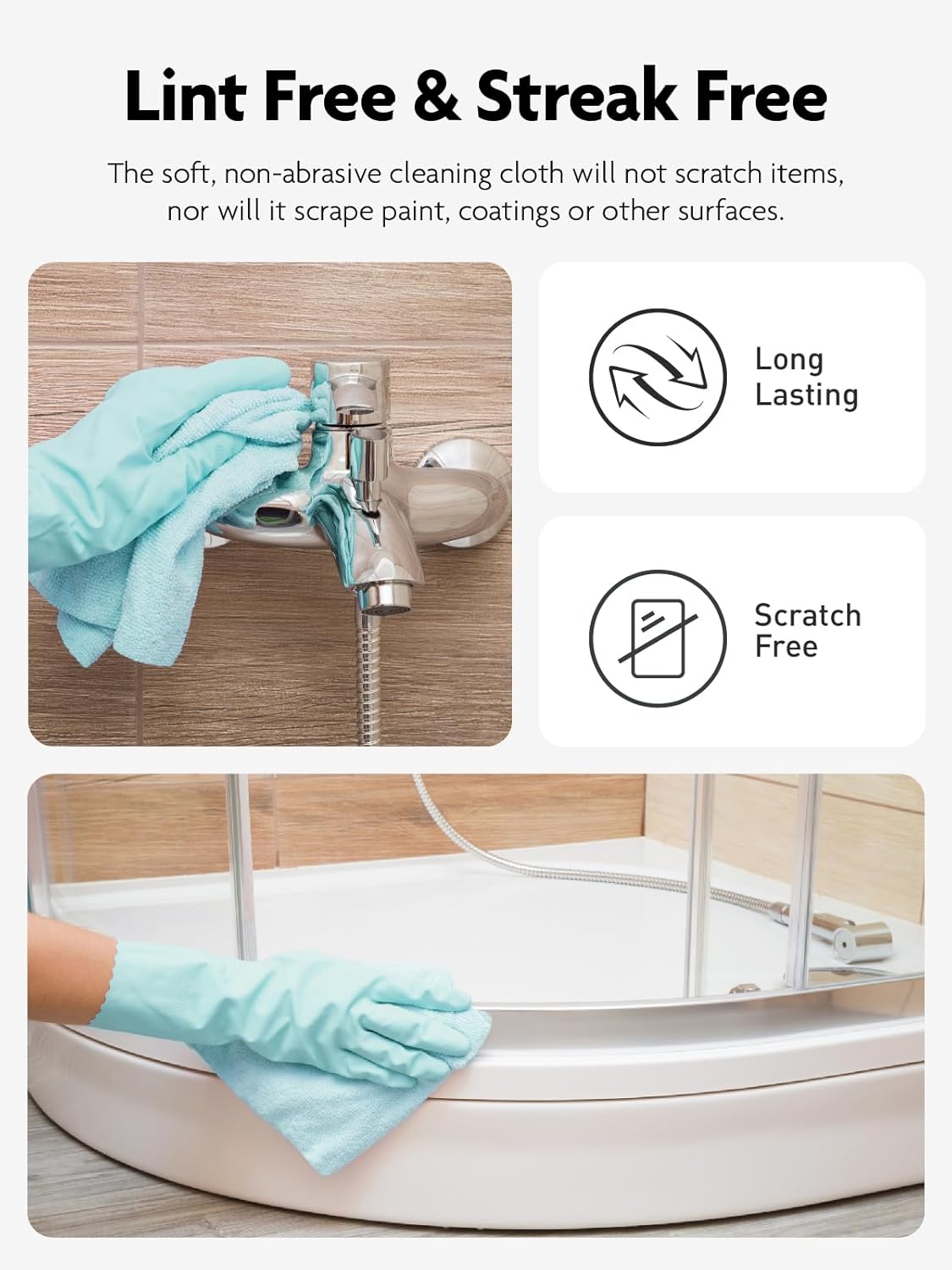 Fantasticlean Microfiber Cleaning Cloth Roll -60 Pack, Tear Away Microfiber Towels, 12" x 12", Reusable, Washable, Scratch Free, Ultra Absorbent Dish Rags for Car, Home, Garage or Shop (White & Blue)