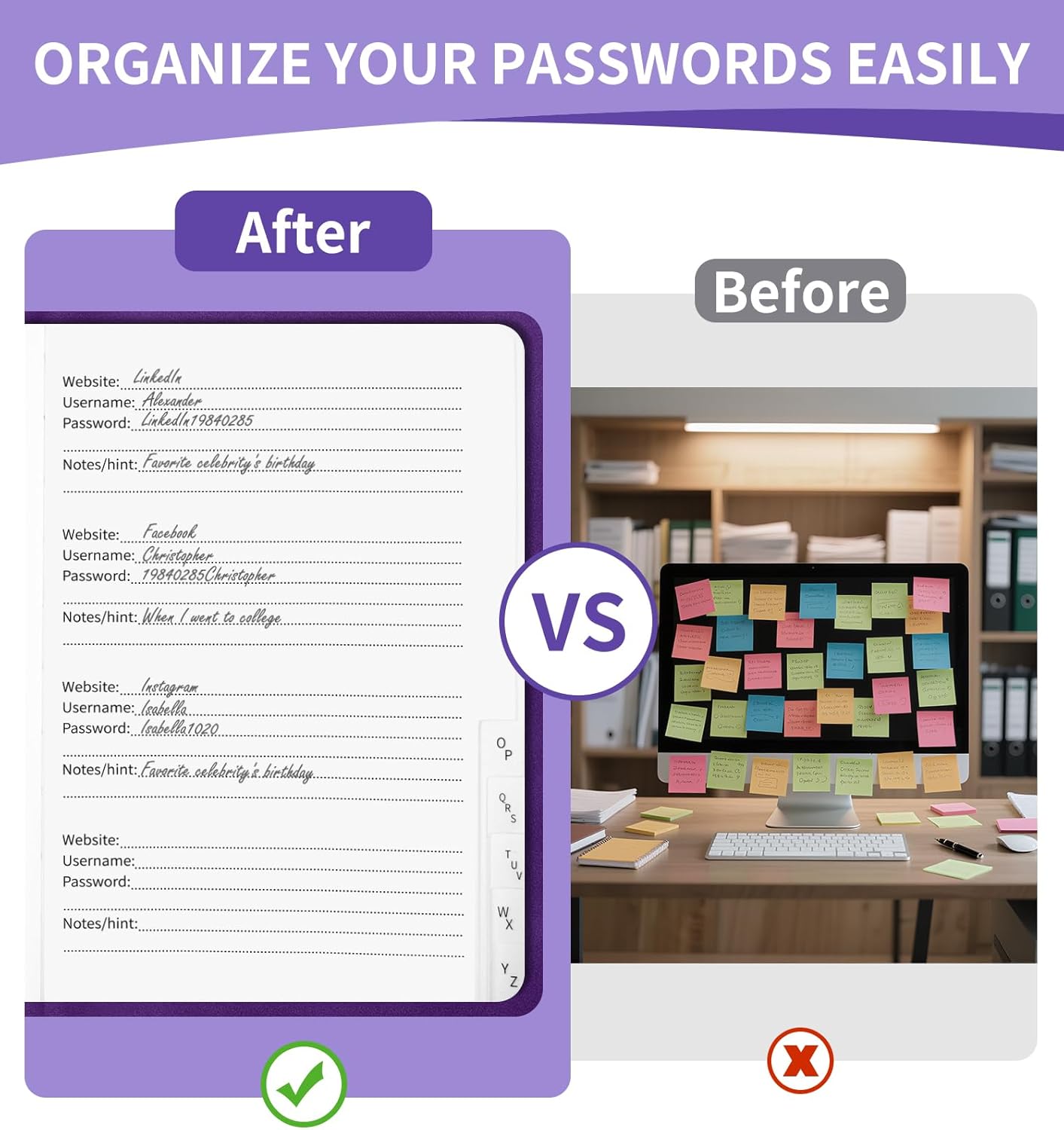 Password Book with Alphabetical Tabs, 4.5"x5.9"Small Pocket Password Keeper Book, 160 Pages/100GSM Hardcover Notebook, Password Organizer for Internet Website Address Login