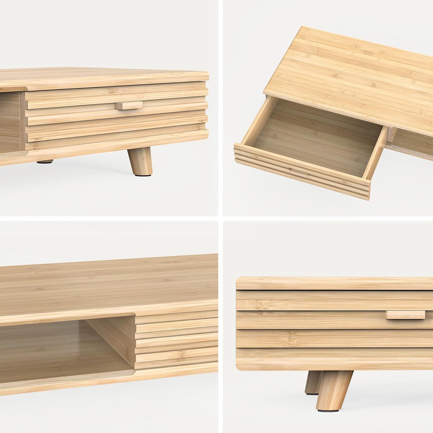 Bamboo Monitor Stand with Drawer - Desk Organizer with Cable Management & Storage, Ergonomic Laptop Riser for Home Office (220lbs Capacity, 39 inch ,Natural)