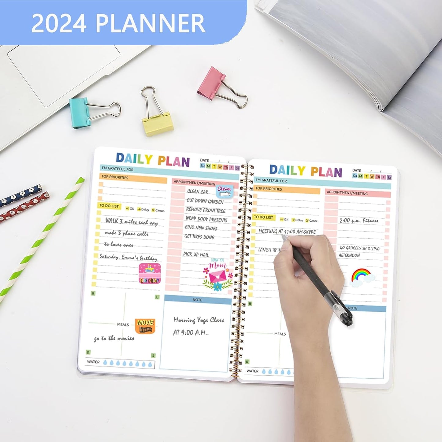 2025 Undated Weekly Planner,To Do List Notebook, Daily Notepad,Weekly Goals Planner, Habit Tracker Journal for Home and Work,8×10inch, Tie Dye