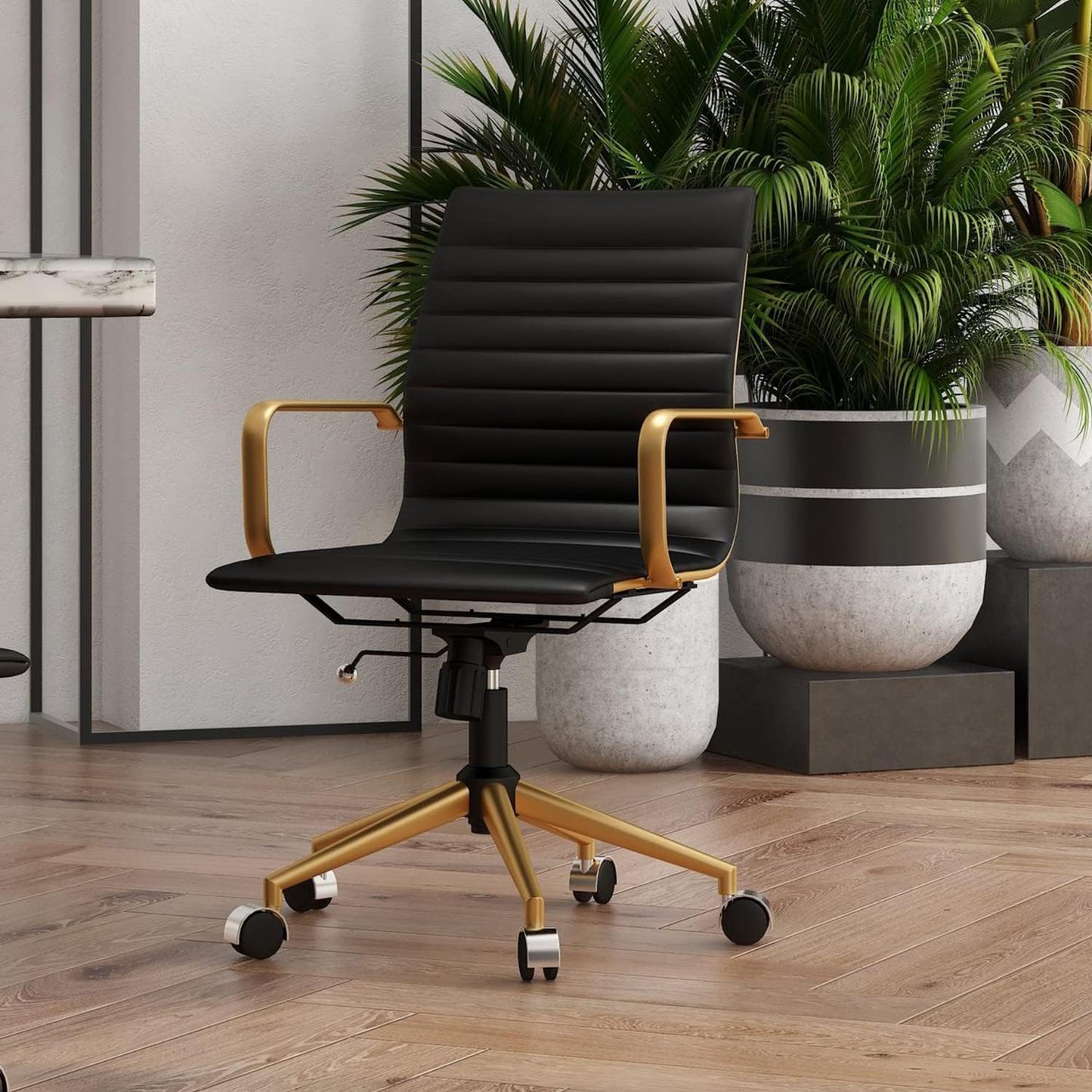 Chair, Desk Computer Chair ，with Armrests ，Ergonomic Office Chair for Home and Office, 17.32 x 22.83 x 35.43 inches, Multiple Colors (Gold Black)