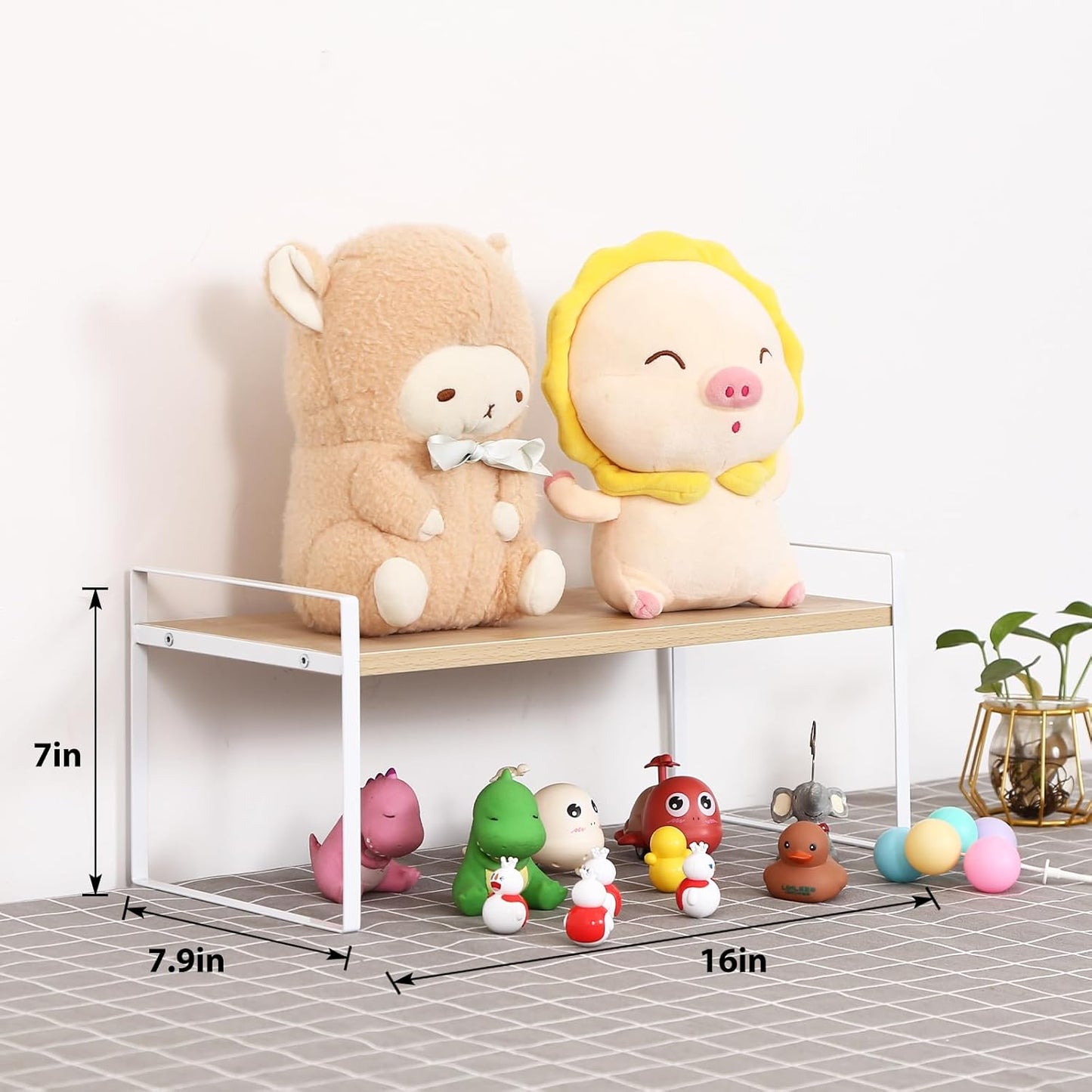 YGYQZ Wood Office Desk Shelf Organizer - Desktop Supplies Cute Dresser Top Organization Storage Rack and Cubicle Decor Aesthetic Bookshelf for Women Man and Kids (White Wood-Single Tier)