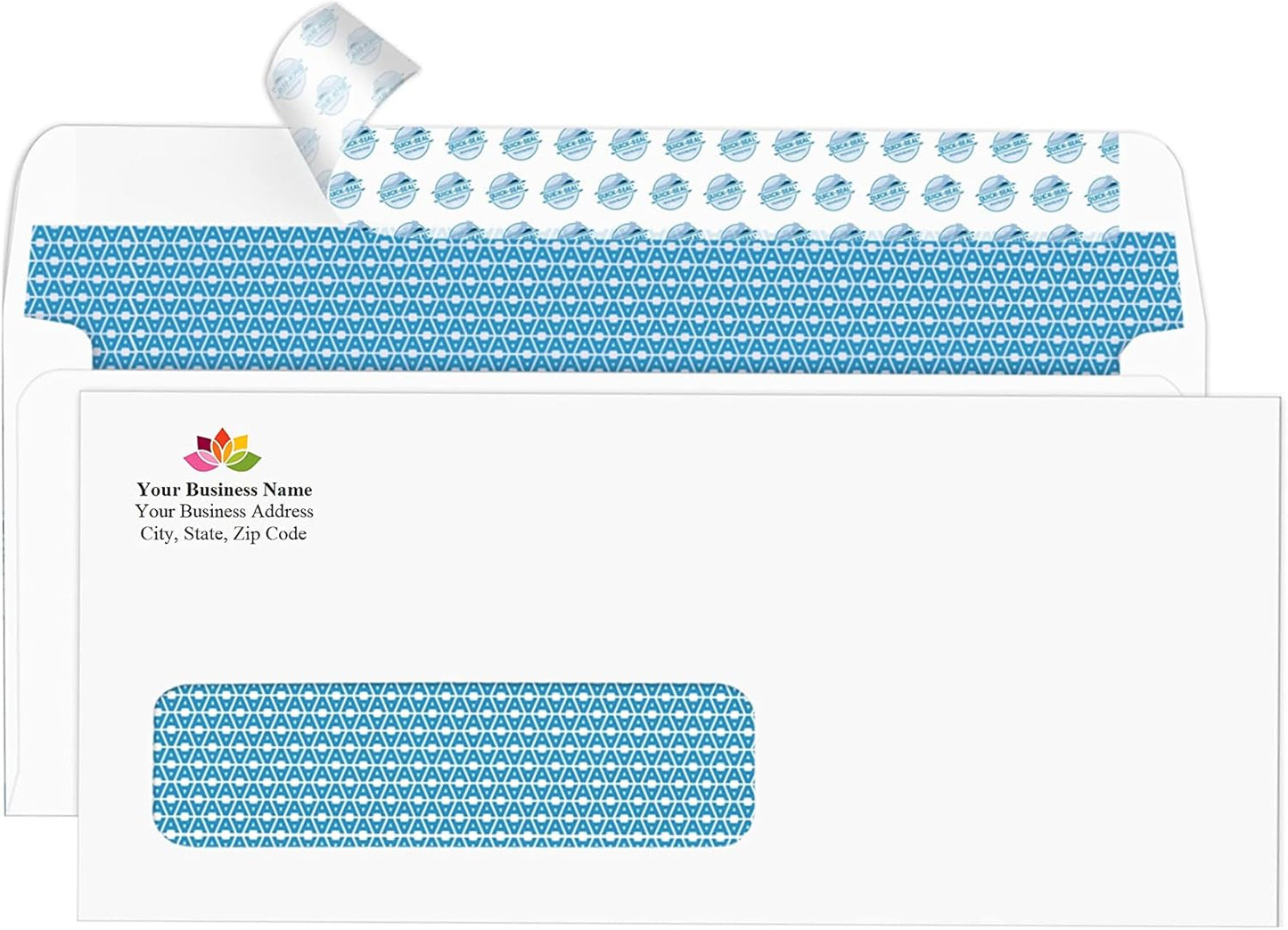 Aimoh #10 Custom Printed Single Left Window Self Seal Security Envelopes, Text and Logo Customization, Self Sealing Closure, Security Tinted, Size 4-1/8 x 9-1/2 Inches, 24 LB, 2500 Count (72352-2500)