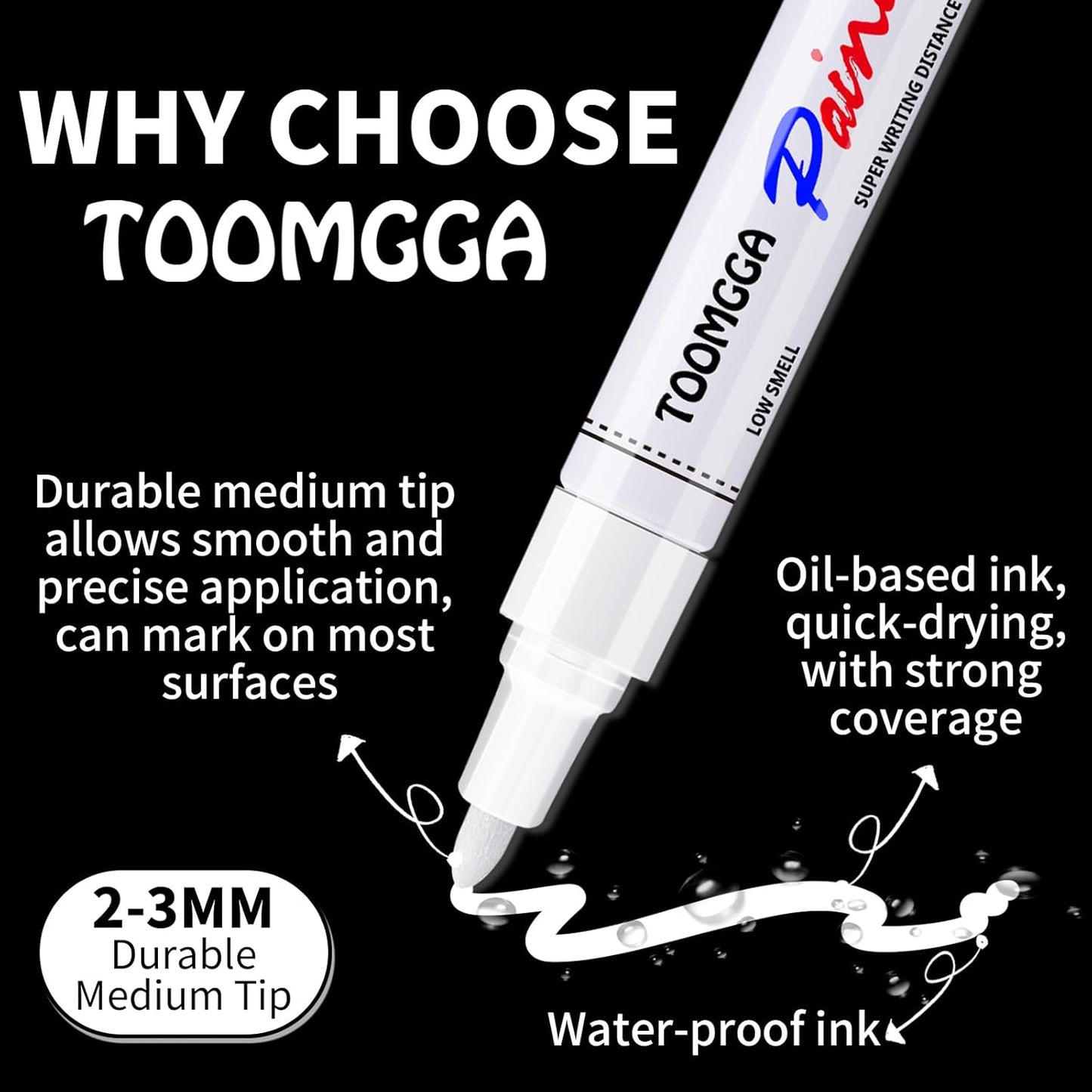 Permanent Paint Pens Blue Paint Markers 12 Pack Oil Based Markers, Quick Drying and Waterproof Marker Pen, Car Tire, Metal, Rock Painting, Wood, Plastic, Canvas, Craft Supplies for Adults