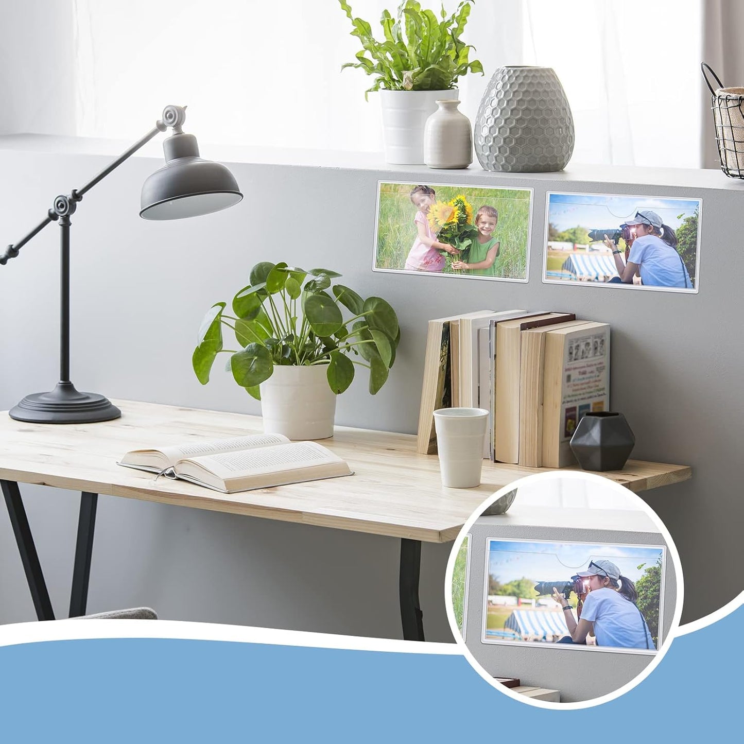 Chinco 50 Pack Clear Adhesive Pockets, Labels for Storage Bins, Plastic Self Adhesive Index Card Holder with Top Open for Organizing Bins Box Drawer(2.5 x 4.06 Inches)