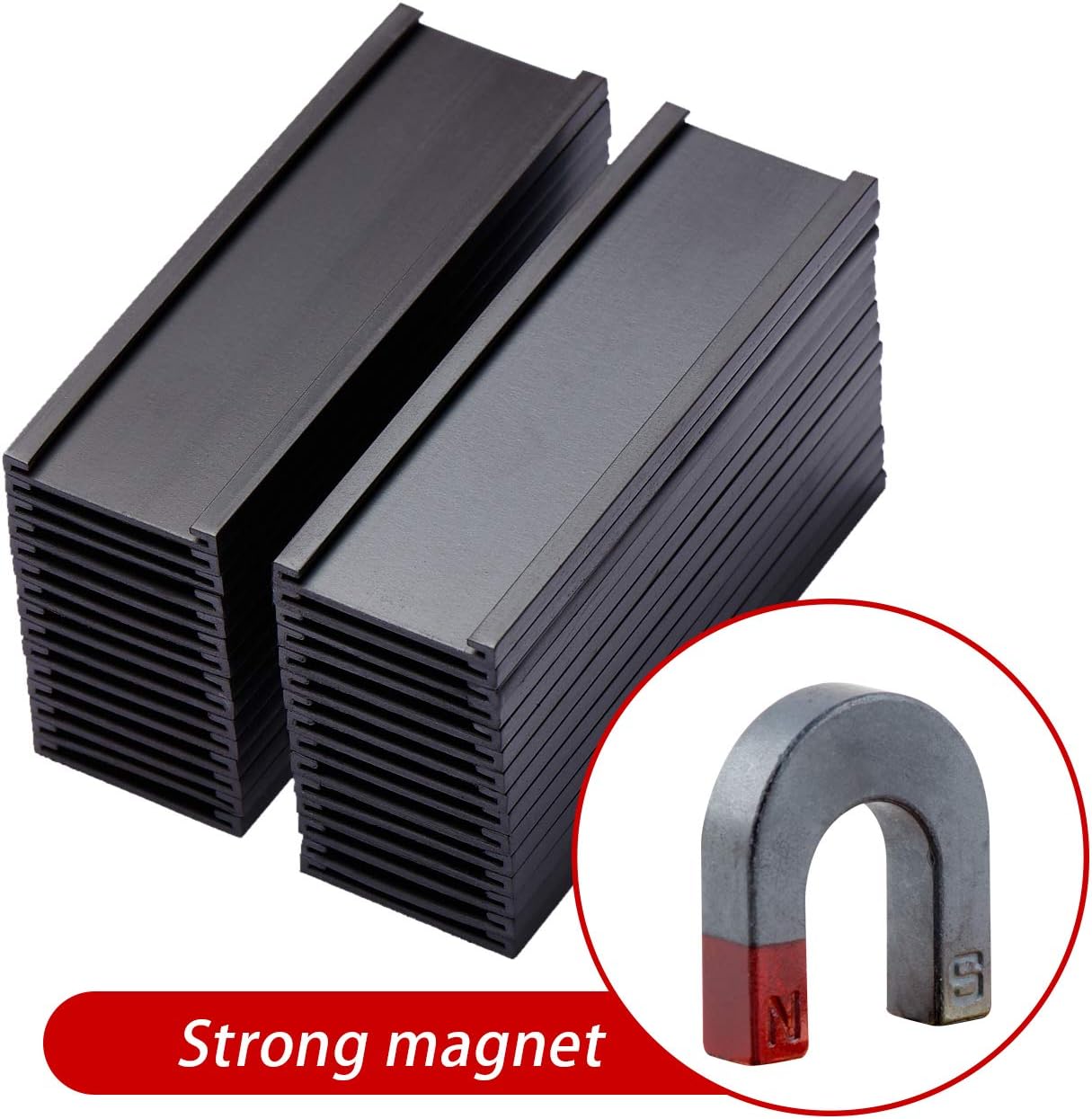 Eeoyu Magnetic Label Holders with Magnets Magnetic Data Card Holders with Clear Plastic Protectors for Metal Shelf, Whiteboard, Set of 50 (1 x 3 Inch)