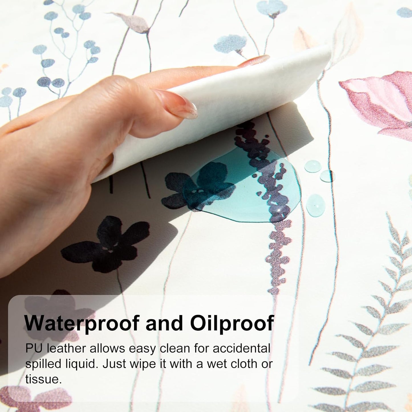 QiyI Large Mouse Pad, Cute Flower Desk Mat for Desktop, Women Girls Floral Office Décor Accessories, PU Leather Waterproof Big Gaming Mousepad, Wildflowers Desk Pad Computer Mat, 31.5" x 15.7"