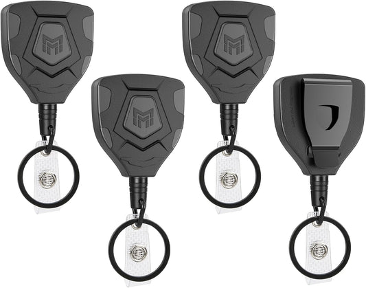 MNGARISTA Heavy Duty Retractable Keychain with Belt Clip, ID Badge Reel Key Chain, Badge Holder with 31.5' Steel Cord and Key Ring, 9.0oz, 4-Pack