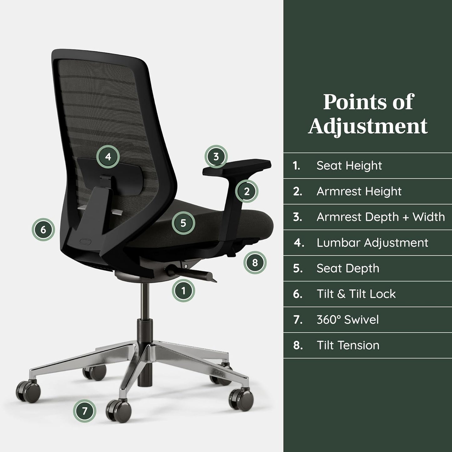 Branch Ergonomic Chair - A Versatile Desk Chair with Adjustable Lumbar Support, Breathable Mesh Backrest, and Smooth Wheels - Experience Optimal Comfort and Support - All Black